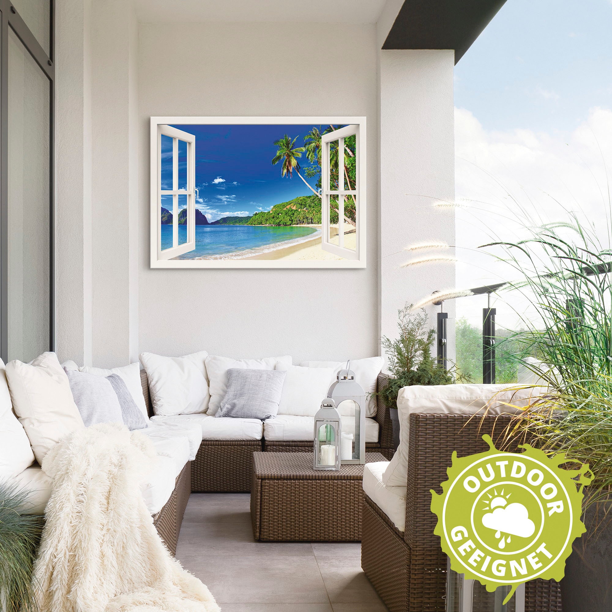 Artland Wandbild »Fensterblick Paradies« Fensterblick 1 Stk. tlg. als Alubi günstig online kaufen