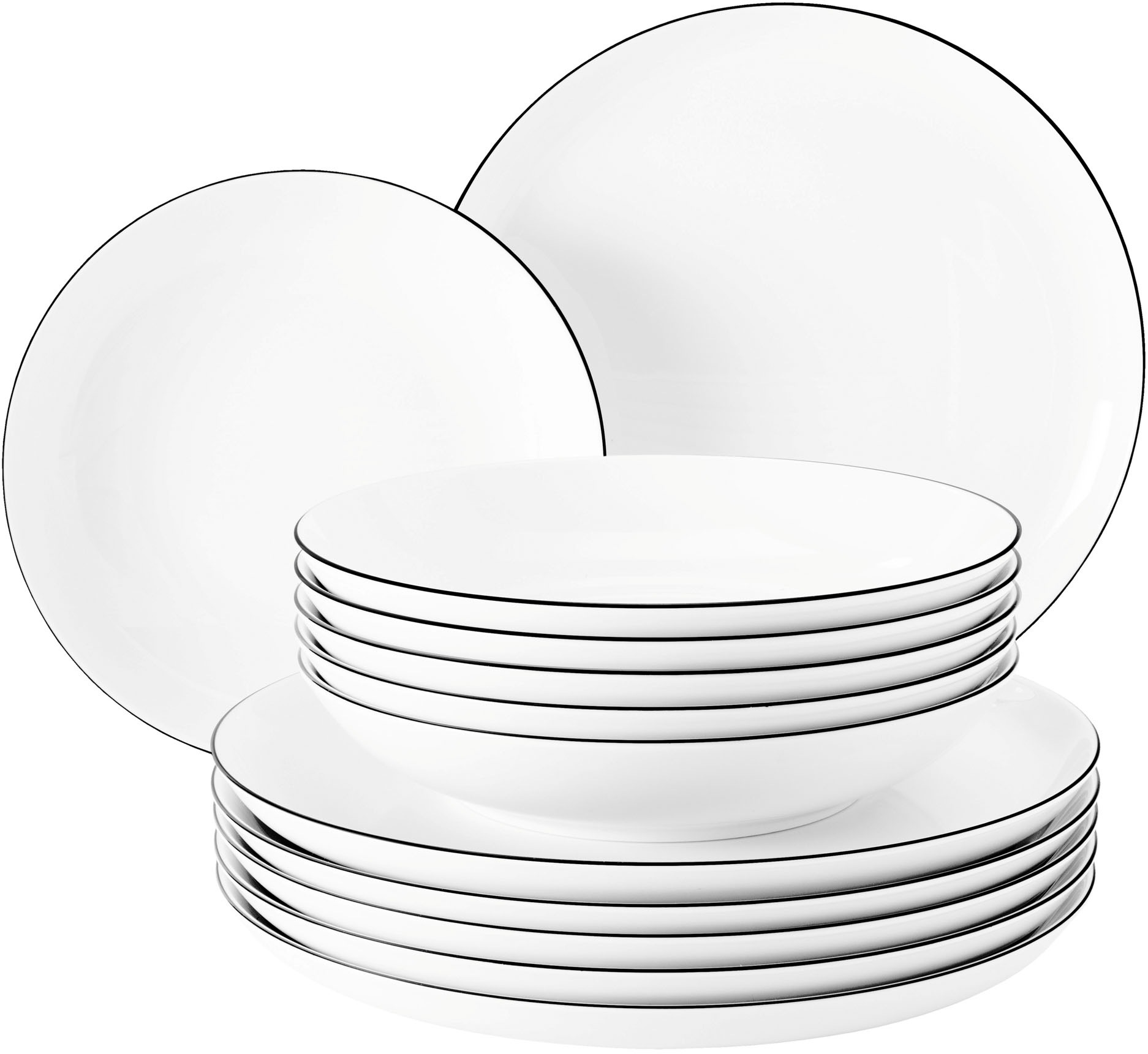 Seltmann Weiden Tafelservice »Teller Set, Geschirr-Set Lido Black Line« Tel günstig online kaufen