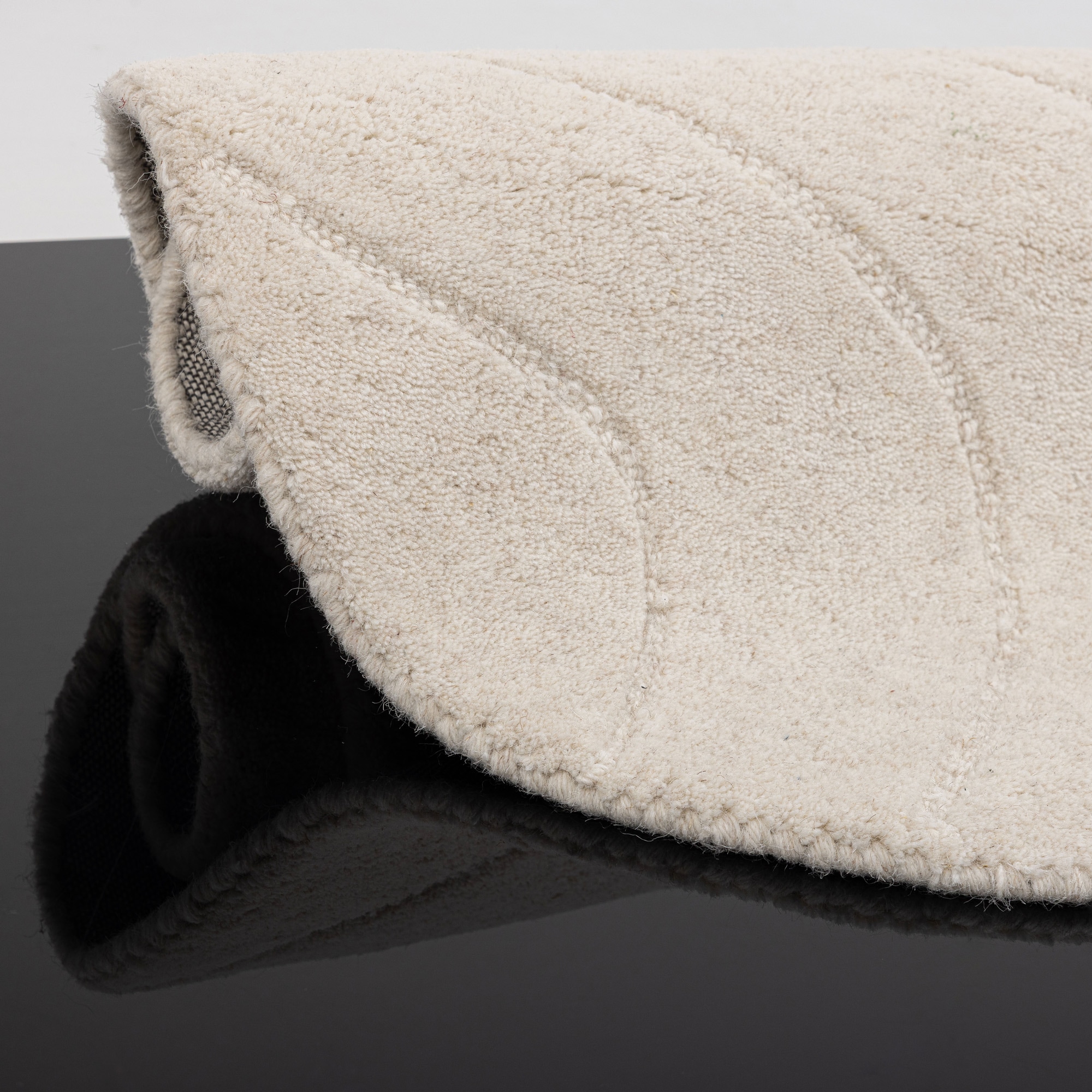 LeGer Home by Lena Gercke Wollteppich »Zarrah, mit Wellendesign, besondere Form, organisch« oval 14 mm Höhe reine Wolle, modern, Scandi, Schlafzimmer, Wohnzimmer, Esszimmer