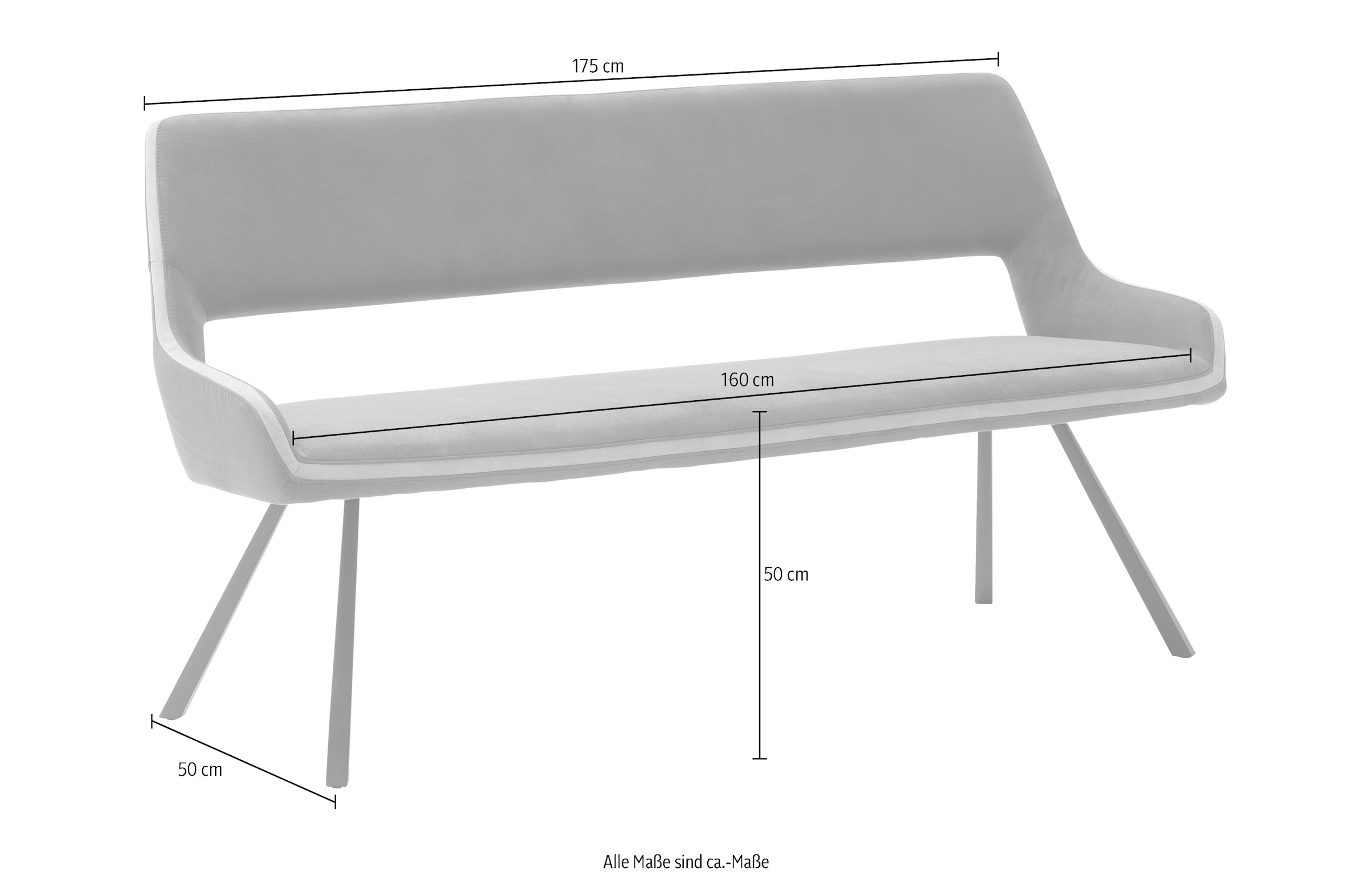 MCA furniture Sitzbank auf cm-175 Rechnung belastbar, cm 280 wahlweise 50 kg Sitzhöhe bis 155 cm, »Bayonne«, bestellen breite