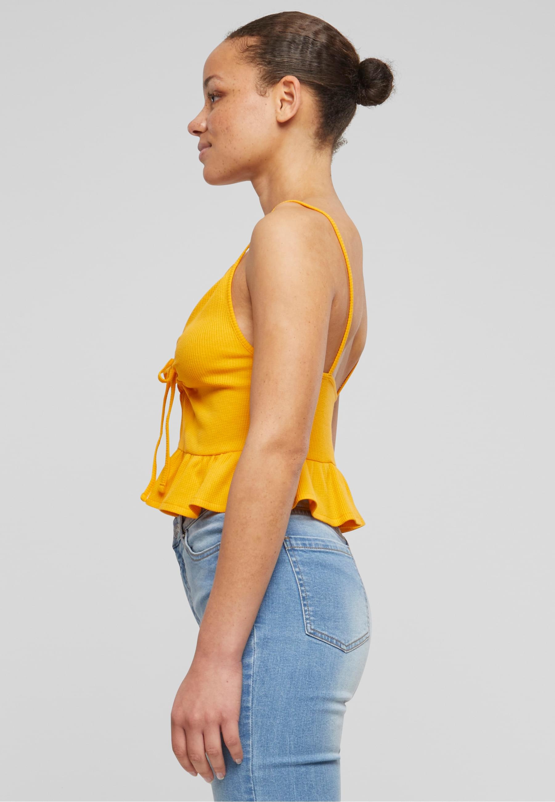 URBAN CLASSICS T-Shirt-BH »Urban Classics Damen Ladies Waffle Pique Ruffle Top«