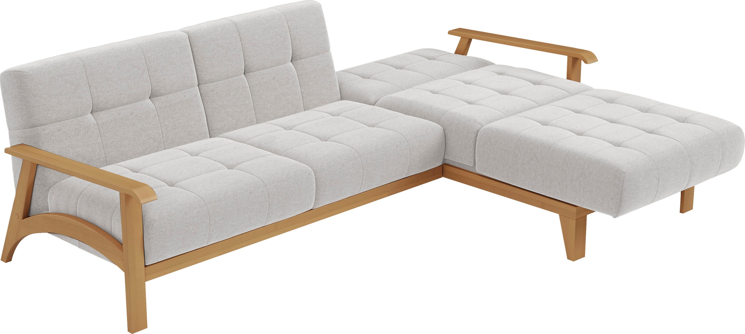 sit&more Ecksofa »Billund L-Form«, Armlehnen aus eichefarbigem Buchenholz, verschiedene Bezüge und Farben