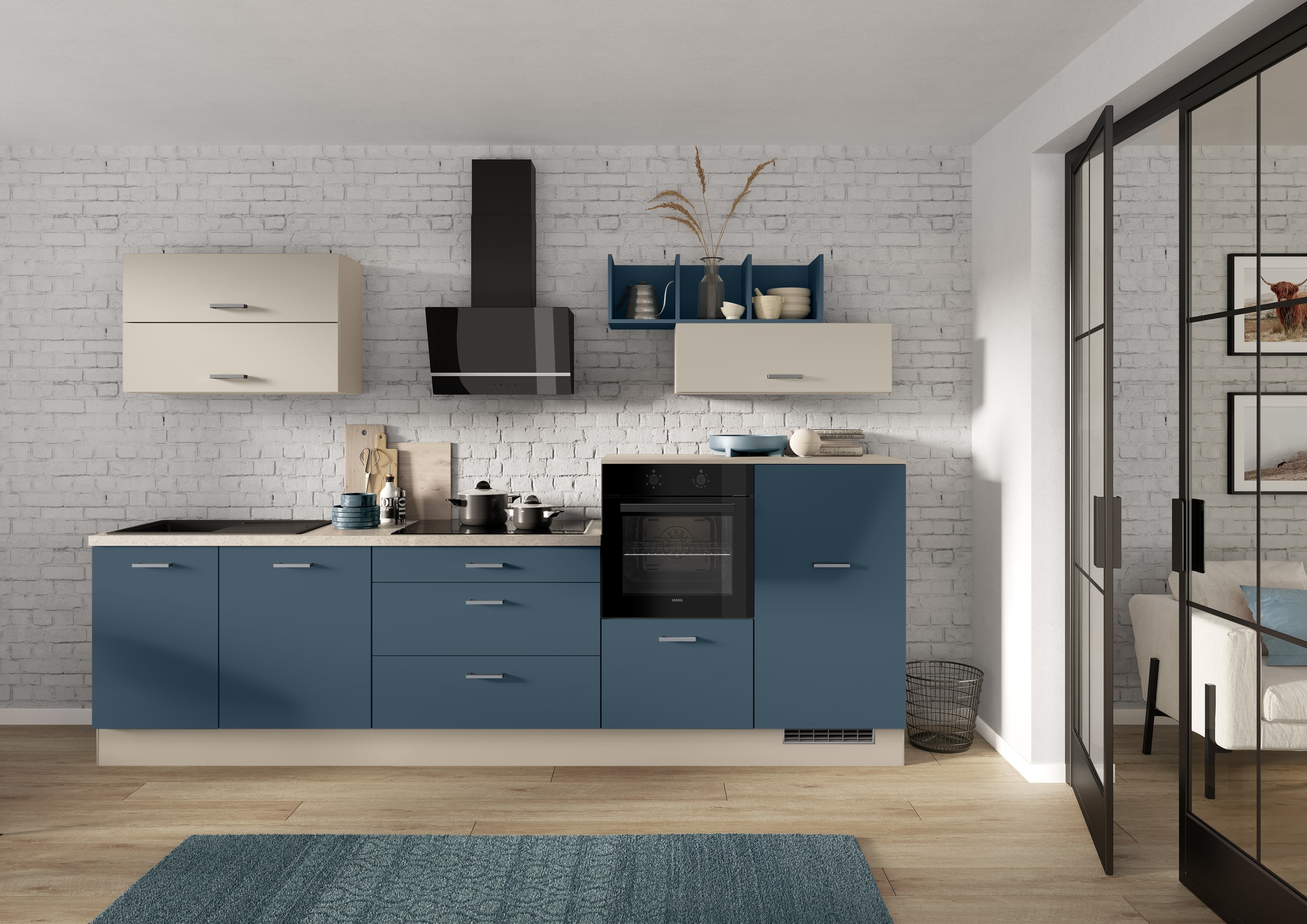 IMPULS KÜCHEN Küchenzeile »"New York", Schubkästen mit Soft-Close,«, (Set), wählbare Ausrichtung, Soft-Close-Schubkästen, Breite 320 cm