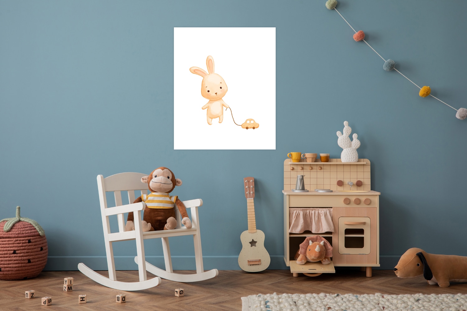 Lüttenhütt Poster »Hase mit Spielzeugauto«, Fahrzeuge-Fantasy-Hase-Hasen-Ti günstig online kaufen