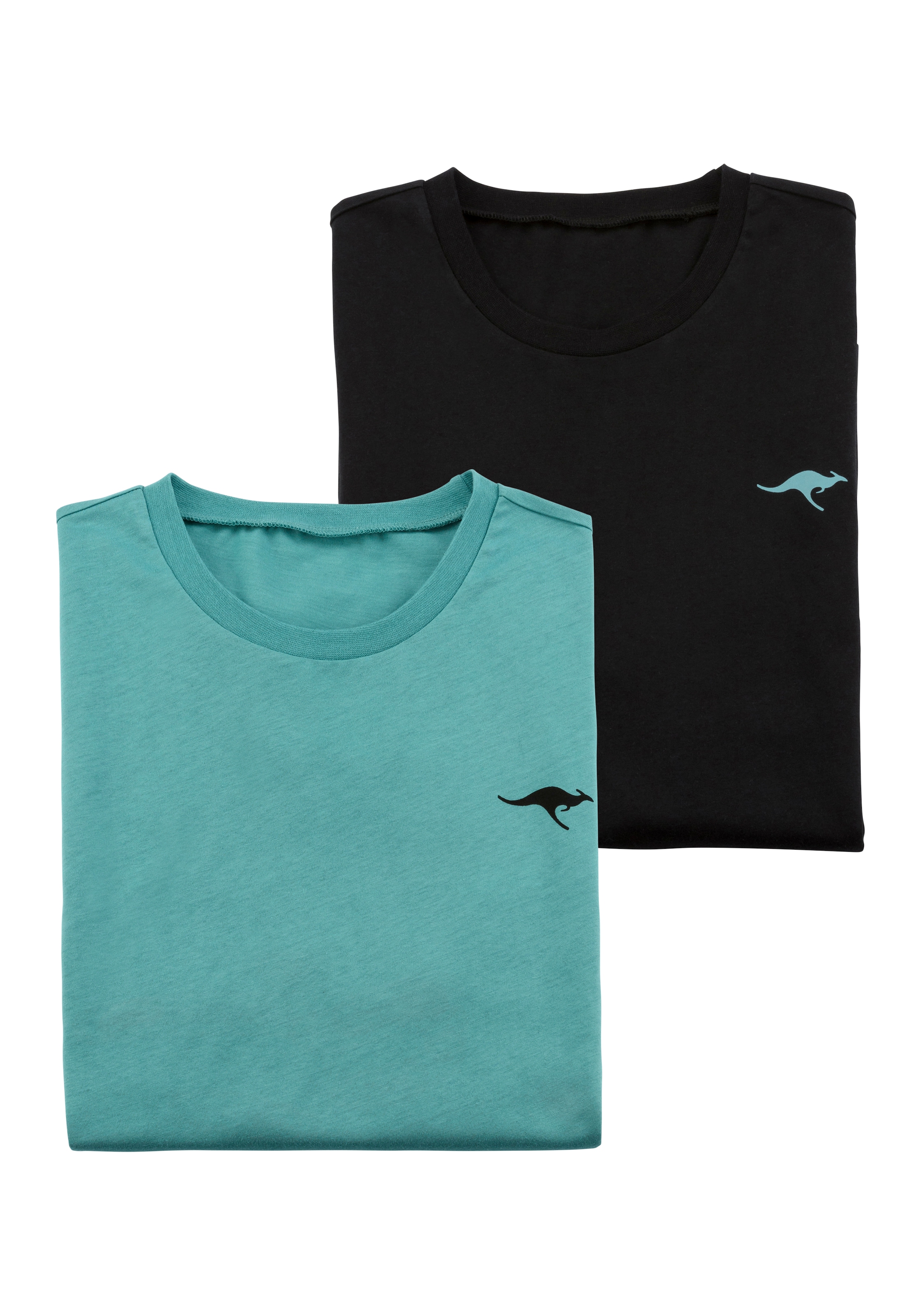 KangaROOS Kurzarmshirt »Homewear«, mit Print Brust der auf (2er-Pack), KangaROOS