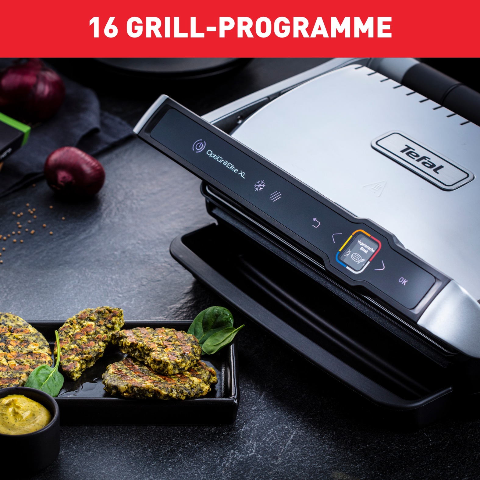 Tefal Kontaktgrill »OptiGrill Elite XL, spülmaschinengeeignete Platten«, 2200 W, Countdown zum Grillergebnis, Grillboost für Grillstreifen, GC760D