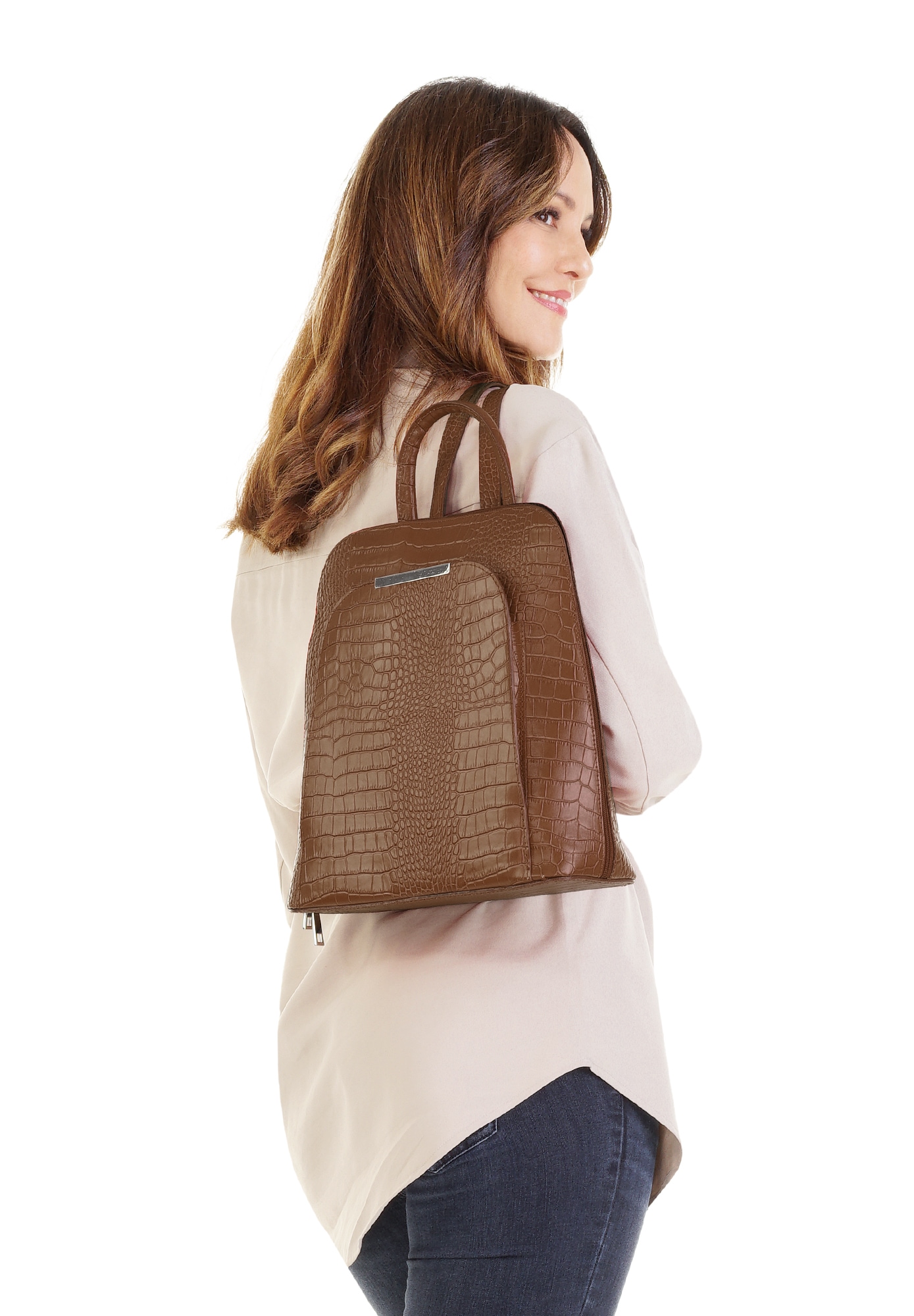 Cluty Cityrucksack, echt Leder, Made in Italy