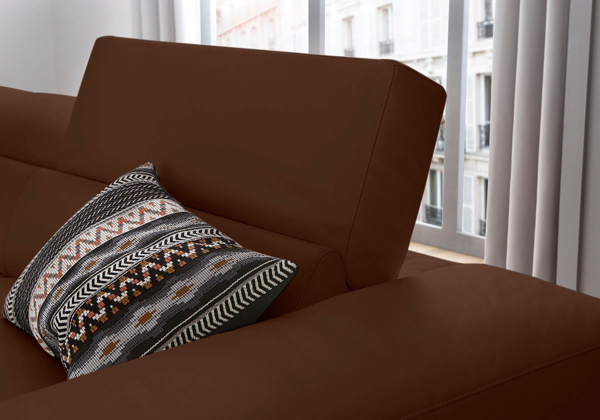 W.SCHILLIG Ecksofa »piedroo, Designsofa mit tollem Sitzkomfort, bequem, L-Form«, Kopfteilverstellung, wahlweise mit Sitztiefenverstellung, Breite 343cm