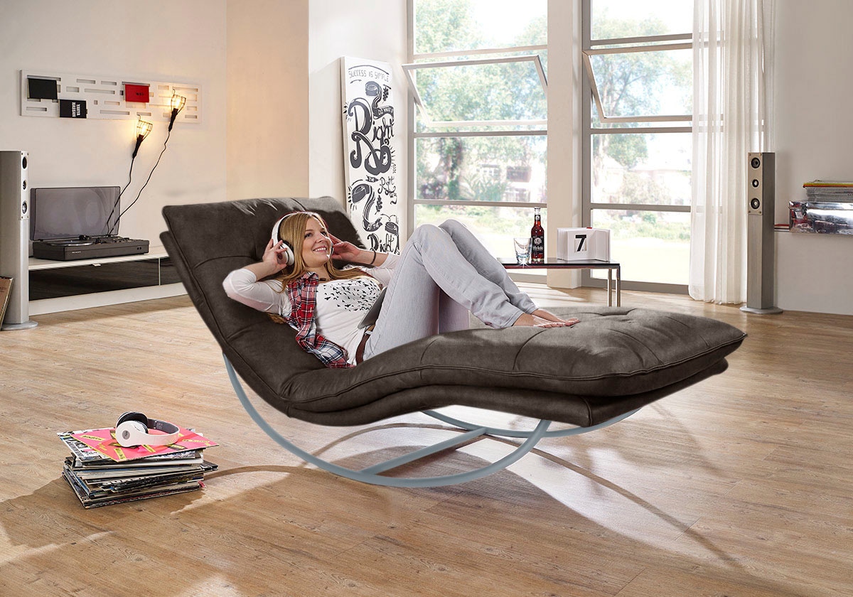 W.SCHILLIG Relaxliege »daily dreams«, in Waffelkissen-Optik, Schaukelgestell silber matt, in 2 Breiten