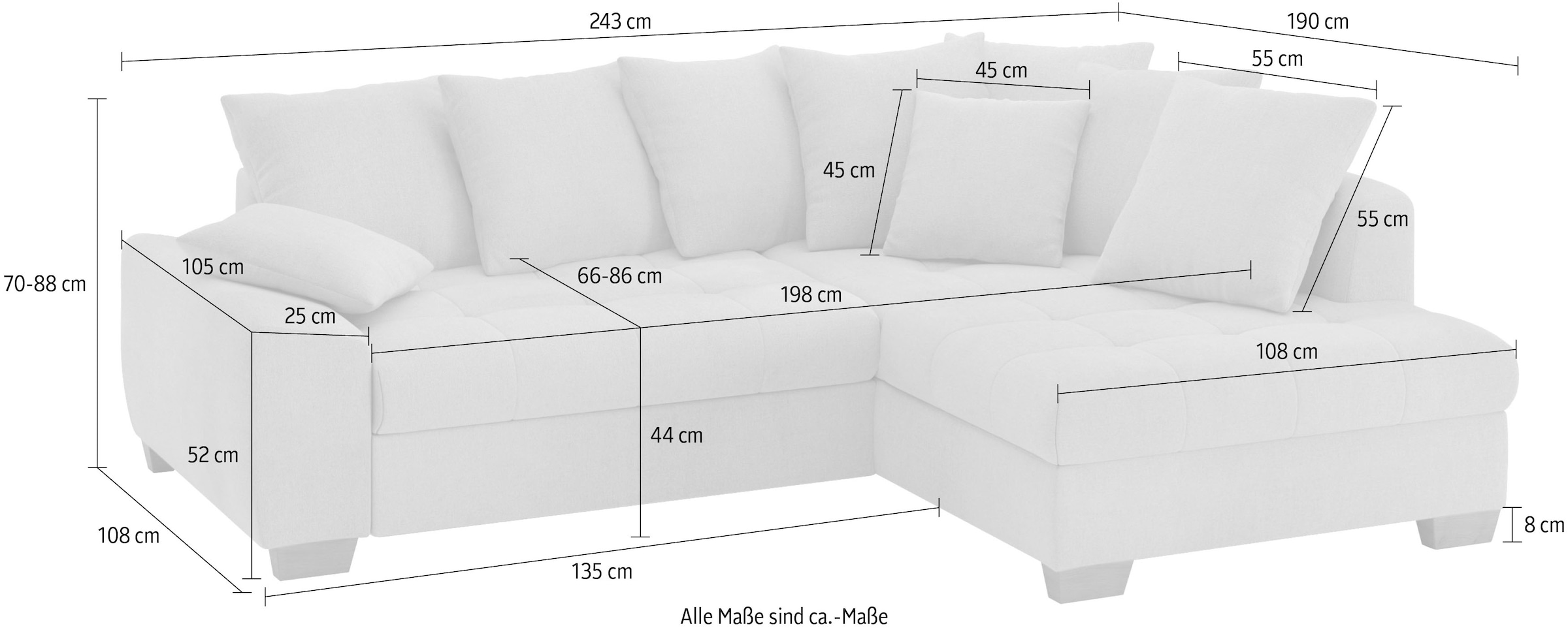 Mr. Couch Ecksofa »Nikita II, L-Form«, Wahlweise mit Bettfunktion, Bettkasten & RGB-LED-Beleuchtung