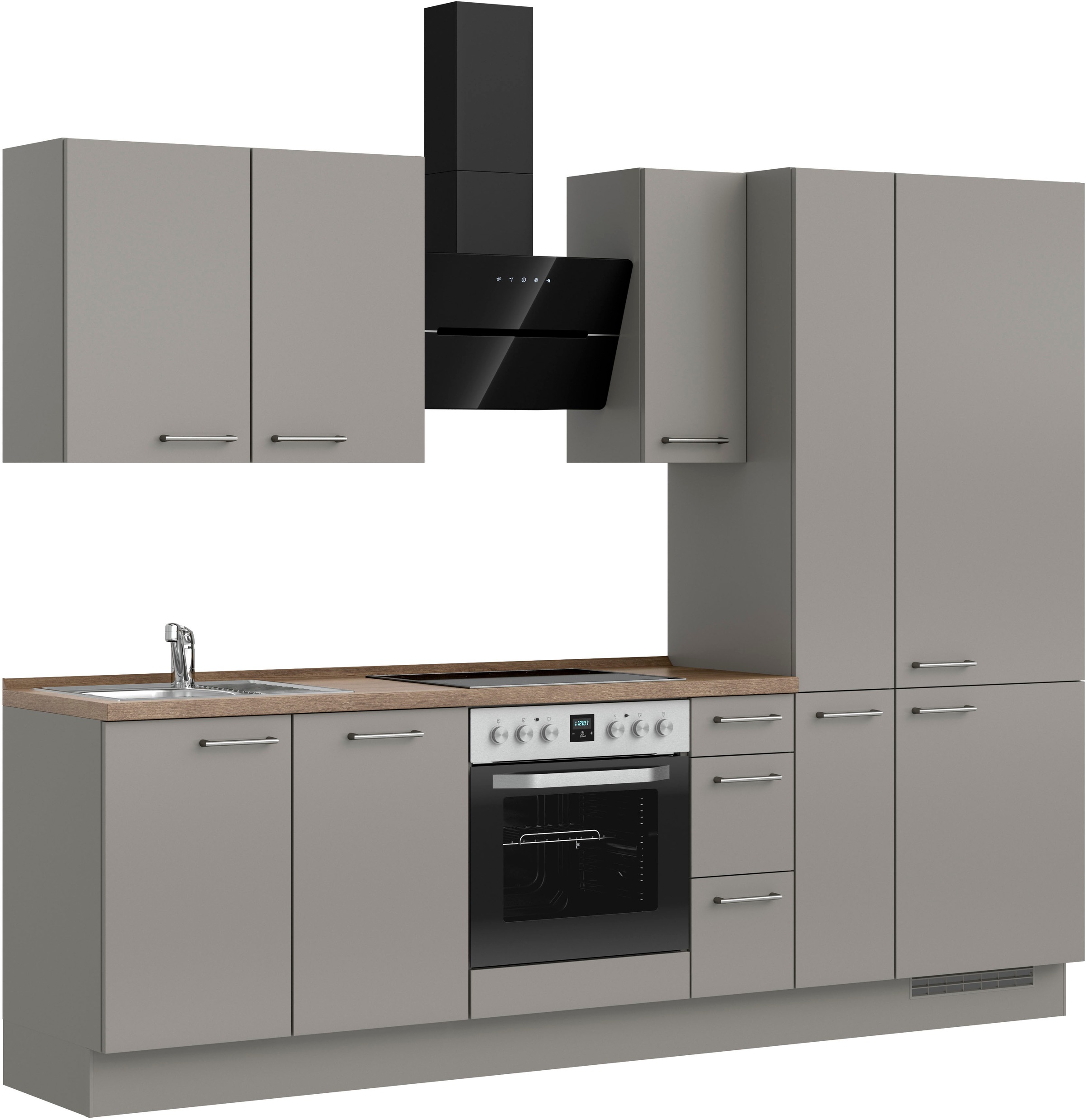 nobilia® Küchenzeile »"Laser II", Ausrichtung wählbar, Breite 270 cm«, vormontiert, wahlw. mit unterschiedlichen E-Geräten-Sets