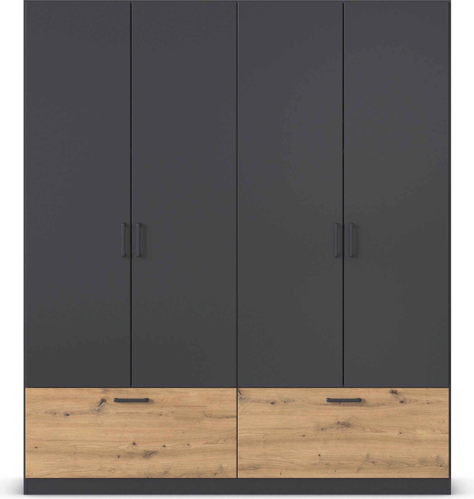 rauch Drehtürenschrank »Kleiderschrank Schrank Garderobe Wäscheschrank BARI«, mit Schubkästen und modernem Griff in Graumetallic MADE IN GERMANY
