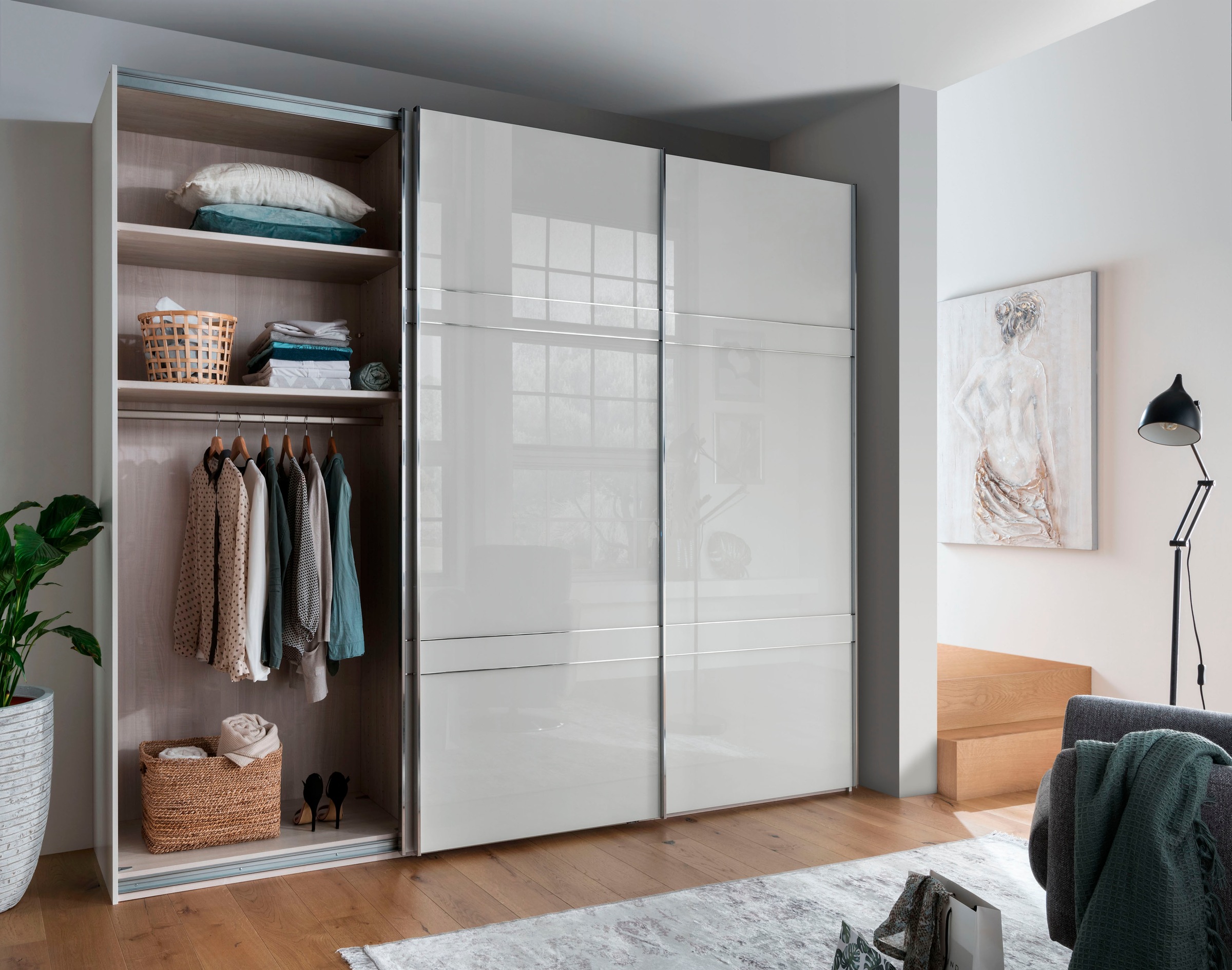 WIEMANN Schwebetürenschrank »Rialto«, hochwertige Glasfront mit Querriegeln