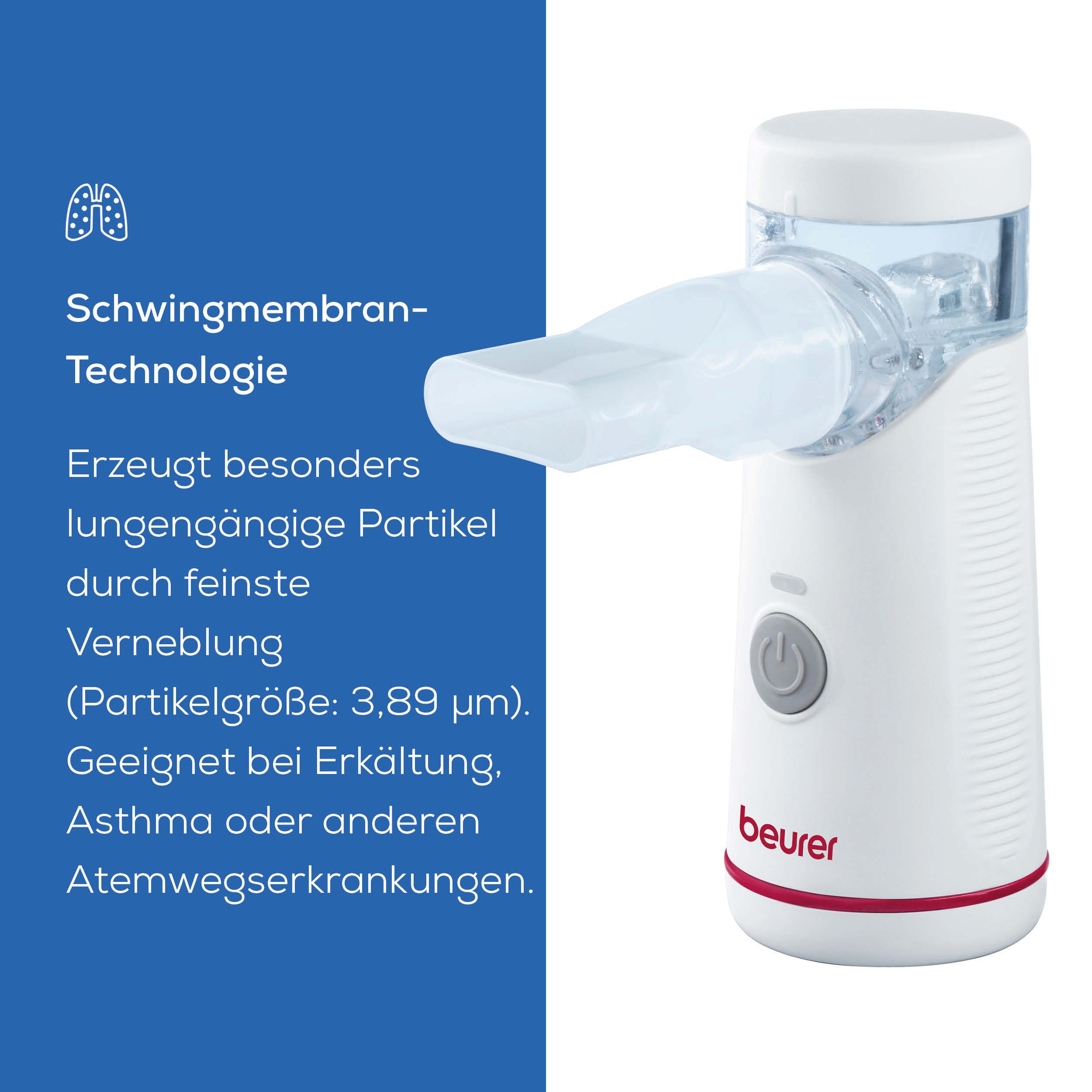 BEURER Inhalationsgerät »IH 51 tragbarer Inhalator, bei Erkältung, Asthma & Atemwegserkrankung«, schnelle und wirkungsvolle Inhalation – zu Hause und unterwegs