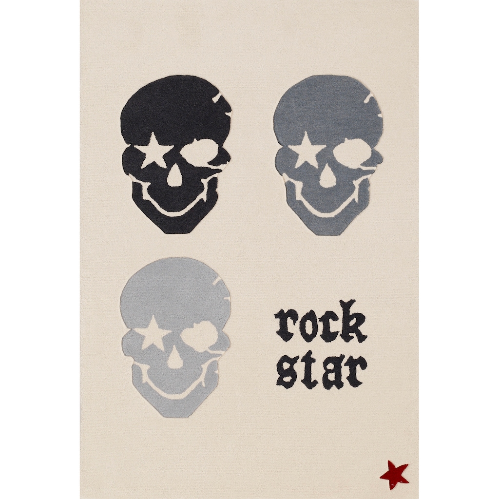 Rock STAR Baby Kinderteppich »RN2383-2«, rechteckig, 15 mm Höhe, handgearbeiteter Konturenschnitt, 80% Wollanteil, Kinder- und Jugendzimmer