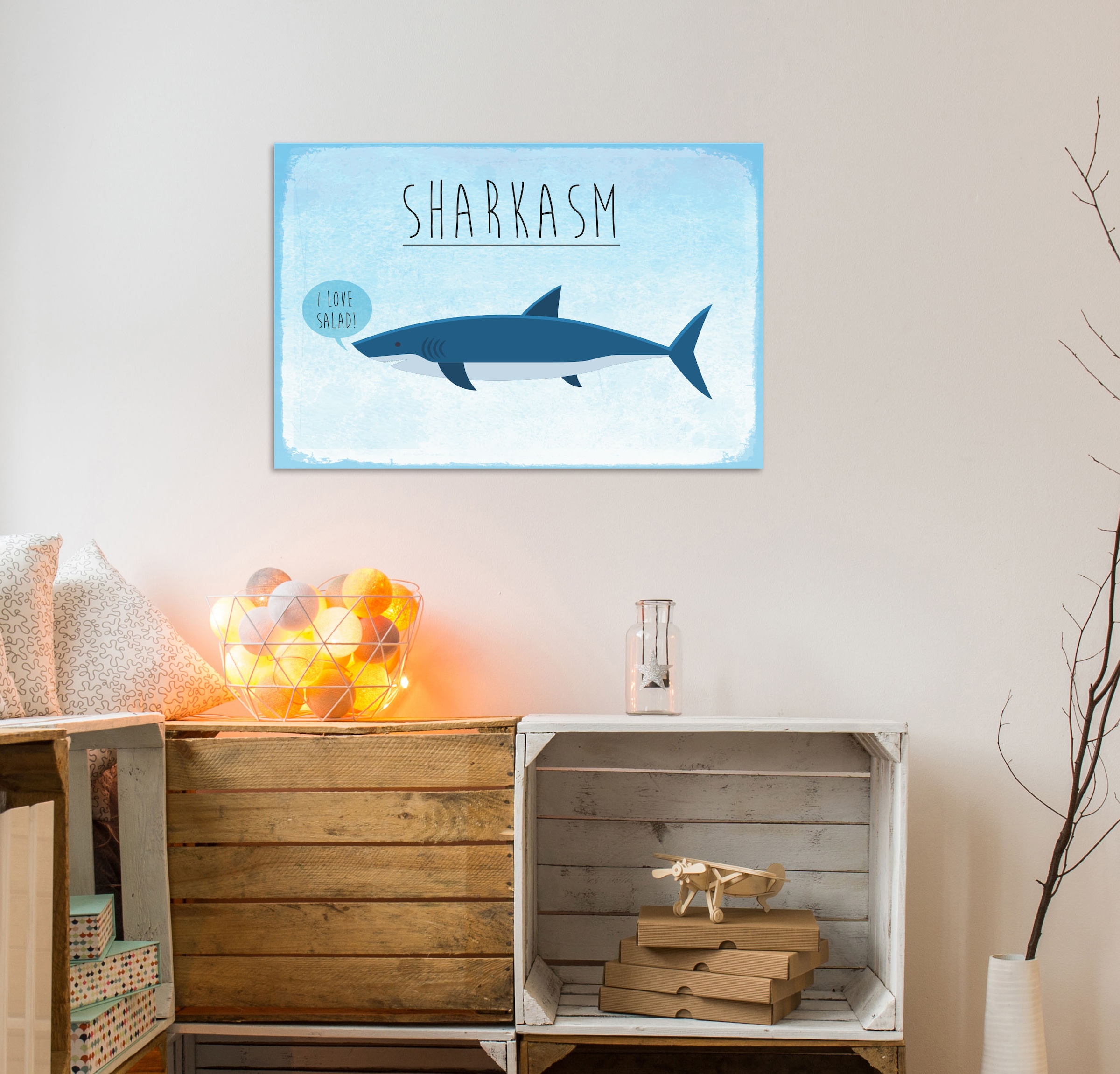 queence Metallbild »Sharkasm«, (1 St.), Stahlschild, Blechschild, Sprüche, Texte, witzig