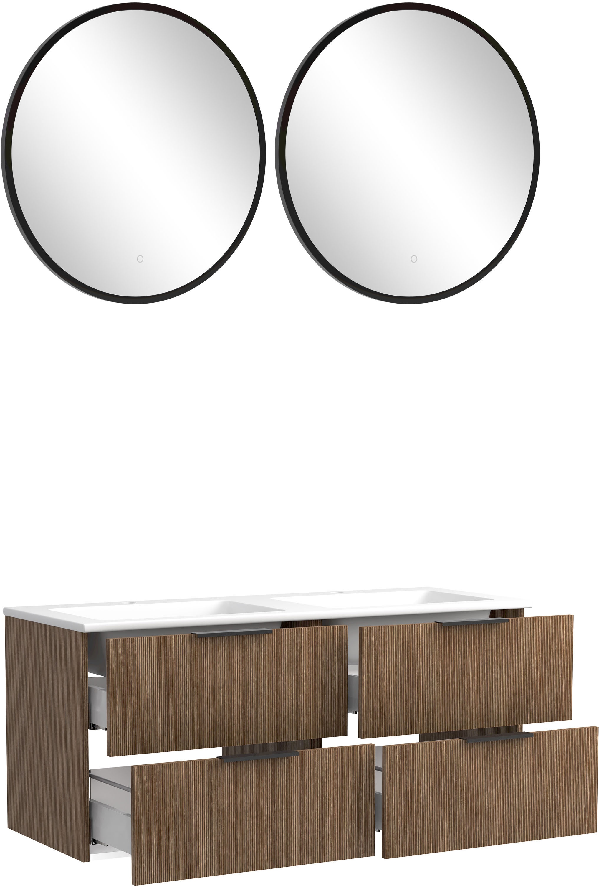 welltime Badmöbel-Set »Welltime, York Waschtisch-Set 120 cm, weißes oder schwarzes Becken«