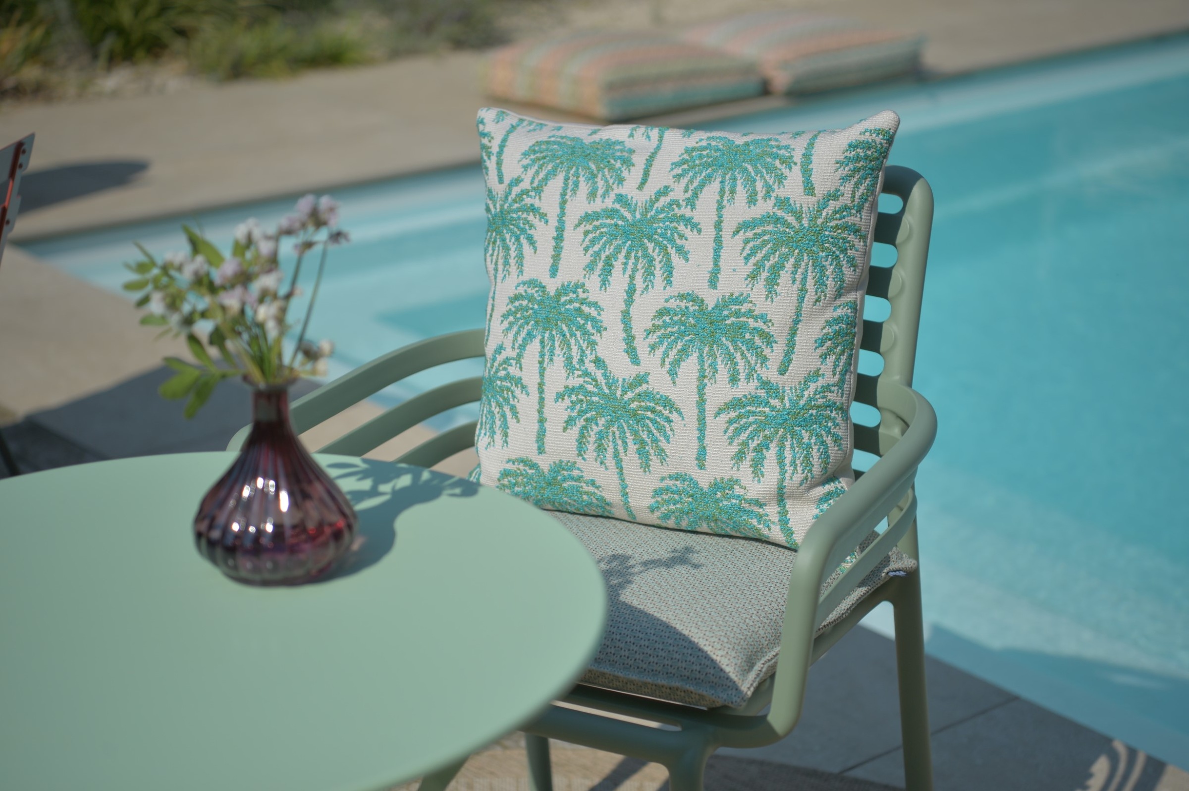H.O.C.K. Sitzauflage »Linocea«, Outdoor Sitzkissen, 40x40x6cm, Stuhlkissen, salbei mint, gemustert