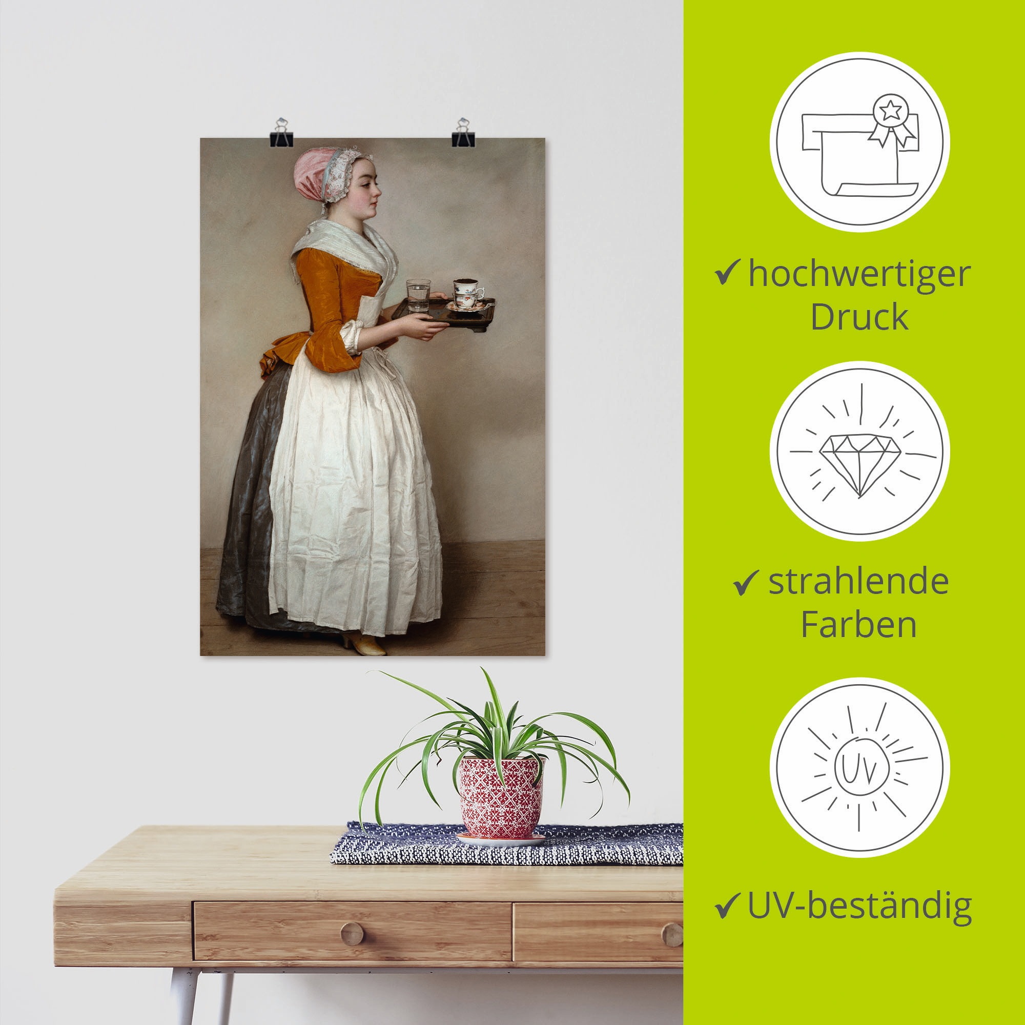 Artland Wandbild »Das Schokoladenmädchen. Um 1744/45«, Frau, (1 St.), als Alubild, Outdoorbild, Leinwandbild, Poster, Wandaufkleber