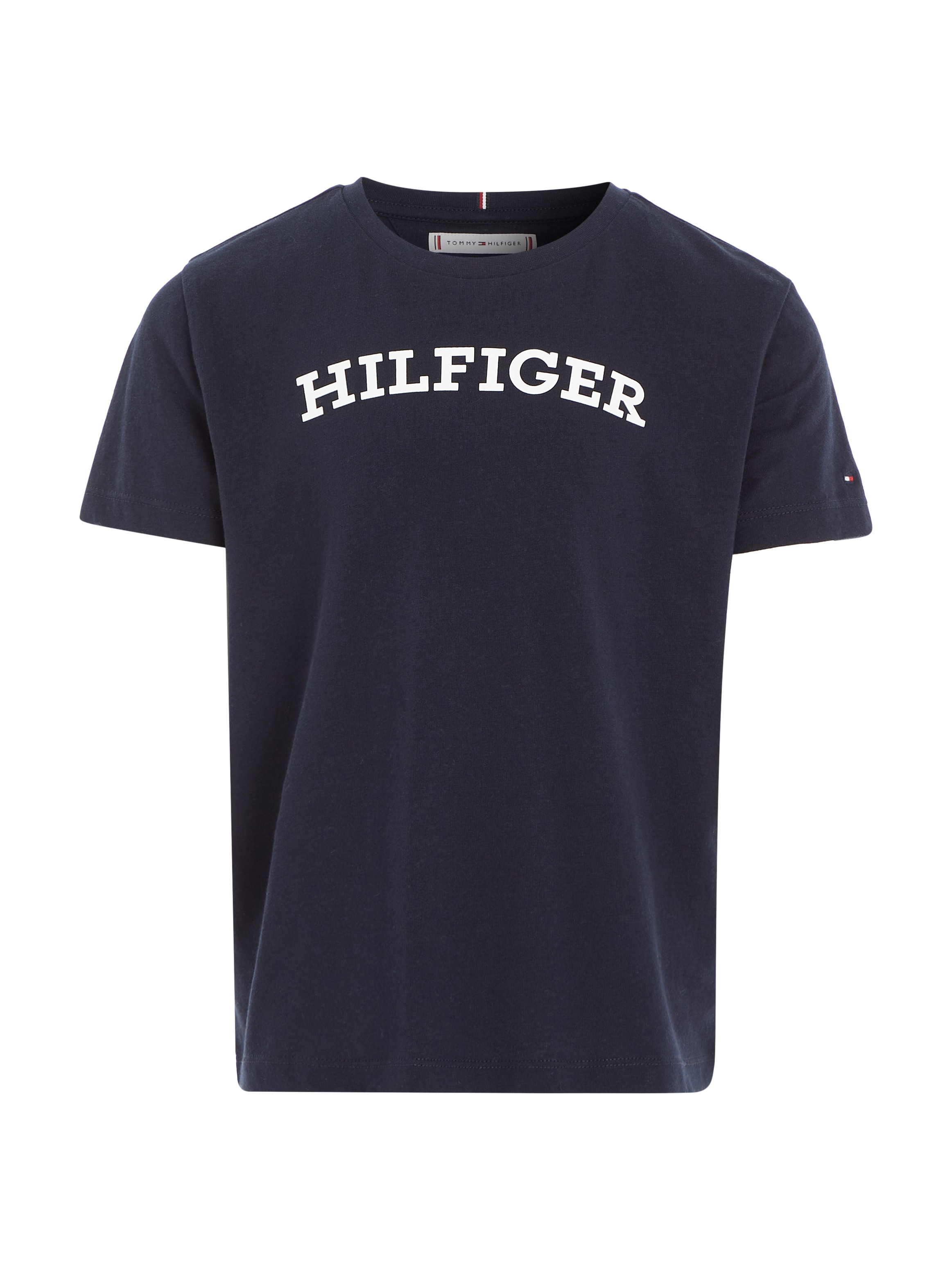 Tommy Hilfiger T-Shirt auf der bestellen Logoschriftzug S/S«, online Hilfiger- »MONOTYPE TEE modischem Brust mit