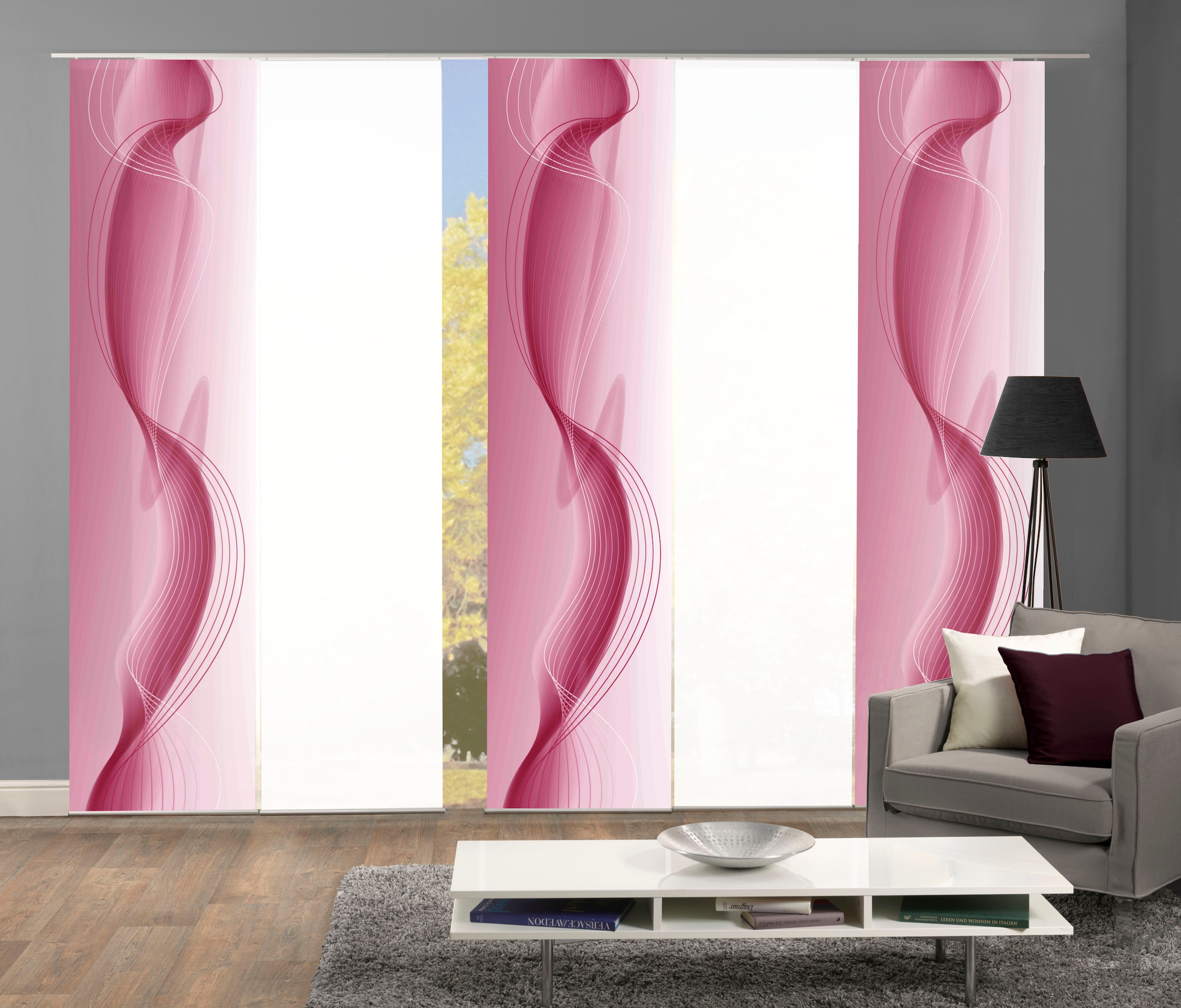 HOME WOHNIDEEN Schiebegardine »FILIZ 5er SET« Paneelwagen 5 Stk. tlg. Schie günstig online kaufen