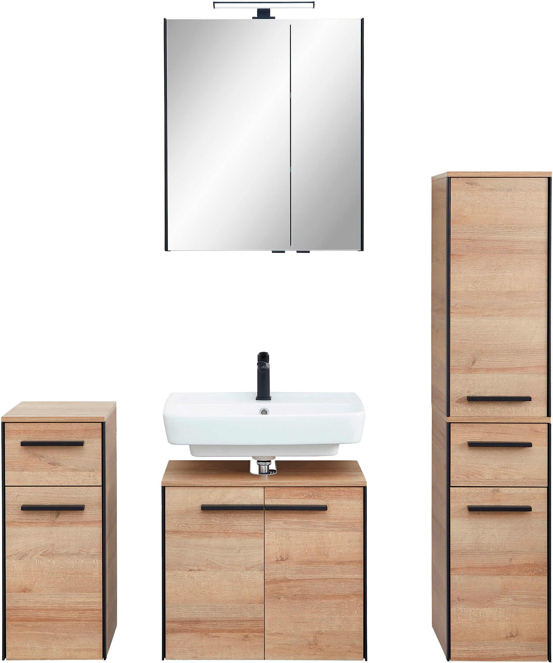 Saphir Badmöbel-Set »Quickset 395 4-teilig, Waschbeckenunterschrank mit LED günstig online kaufen