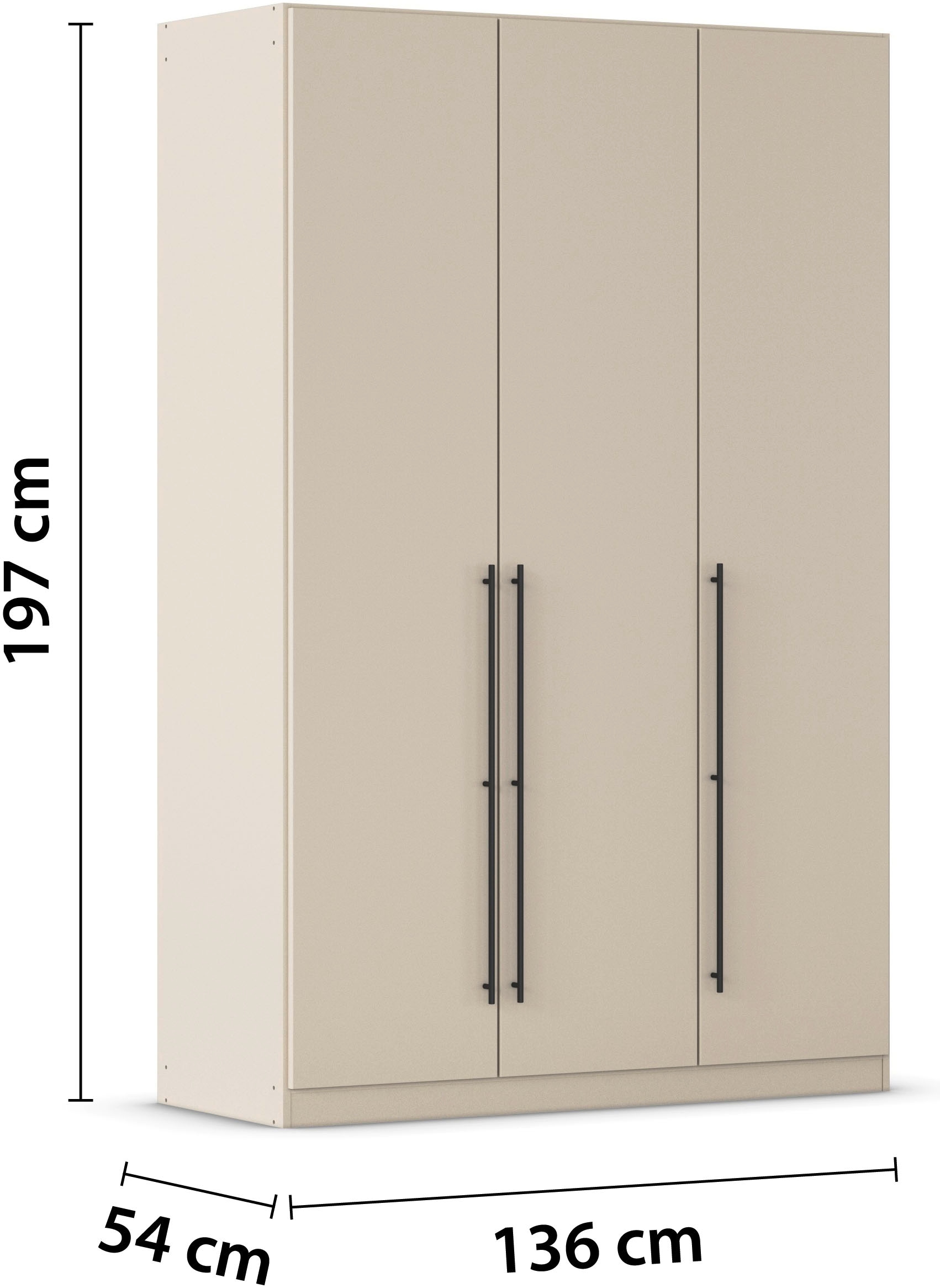 rauch Kleiderschrank »Drehtürenschrank Schrank Garderobe Wäscheschrank Schlafzimmer AVOLA«, (in 3 verschiedenen Ausstattungen BASIC/CLASSIC/PREMIUM), mit hochwertigen Stangengriffen in Schwarz aus Metall MADE IN GERMANY