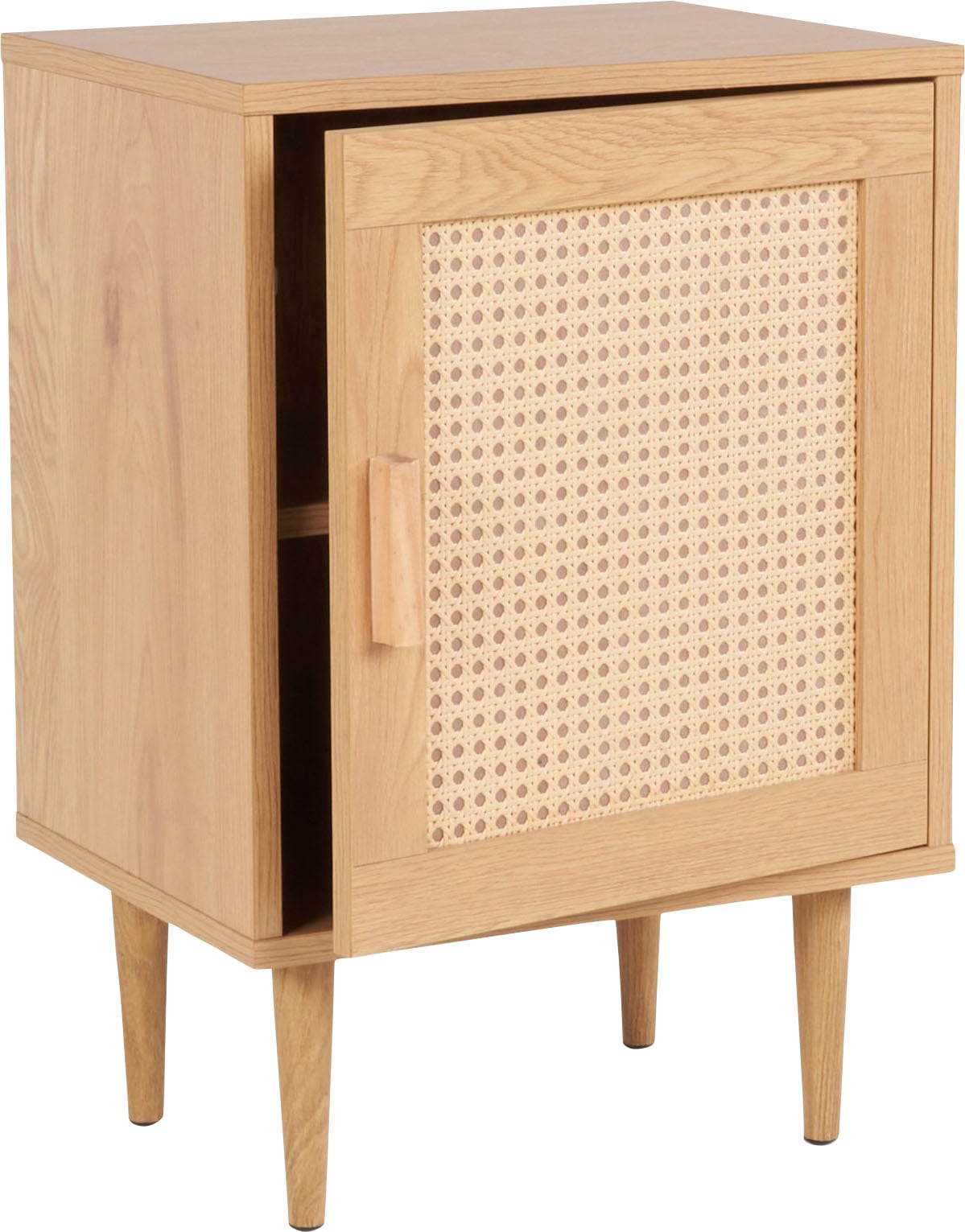 Homexperts Nachtkommode »Andy«, Kiefer Optik, Eisenfüße, B 40 T 30 H 58cm, Rattan, Kiefergriff, 1 Tür
