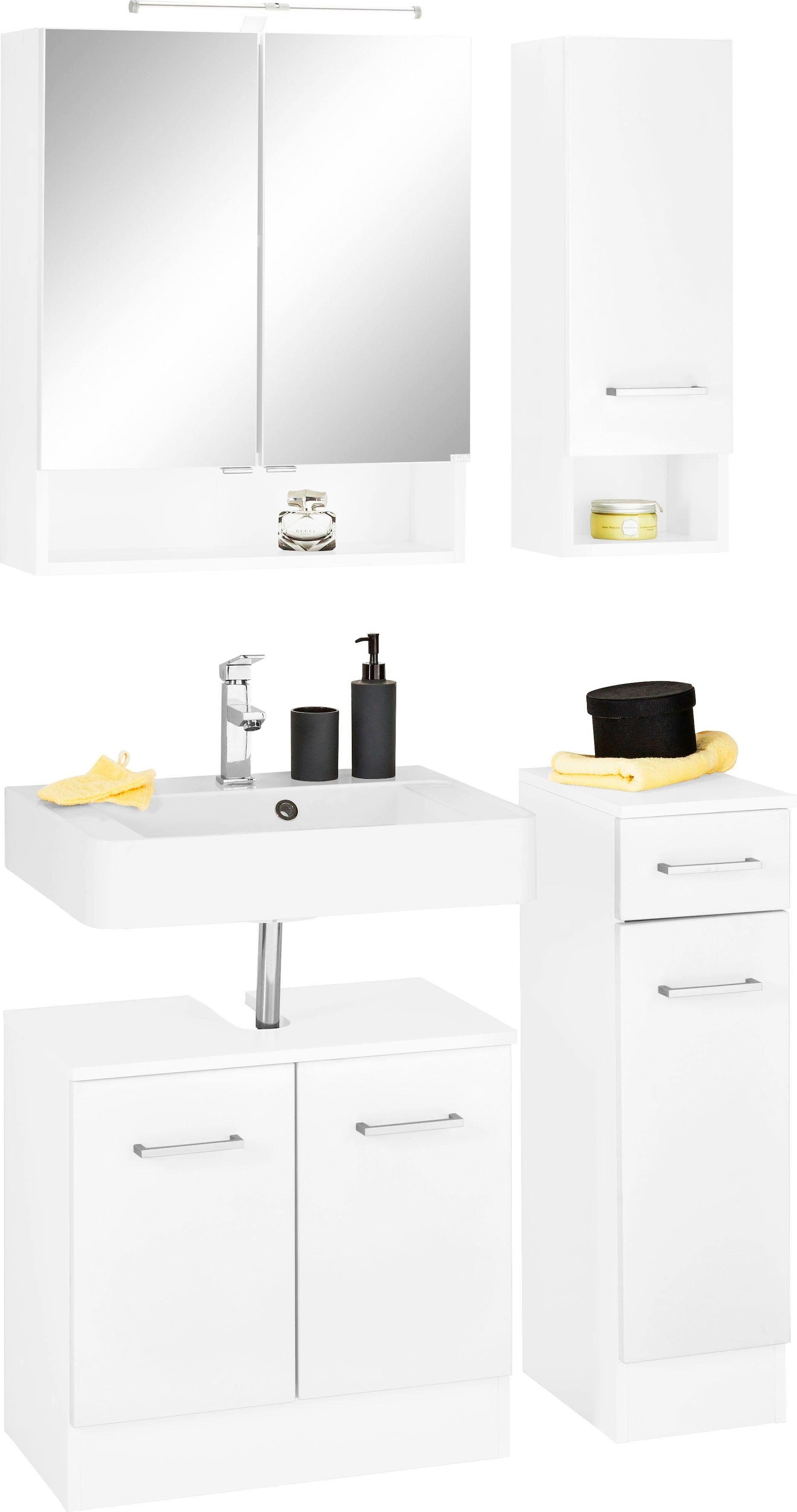 welltime Badmöbel-Set »Ribera«, (4 St.), Spiegelschrank, Waschplatz, Hänges günstig online kaufen