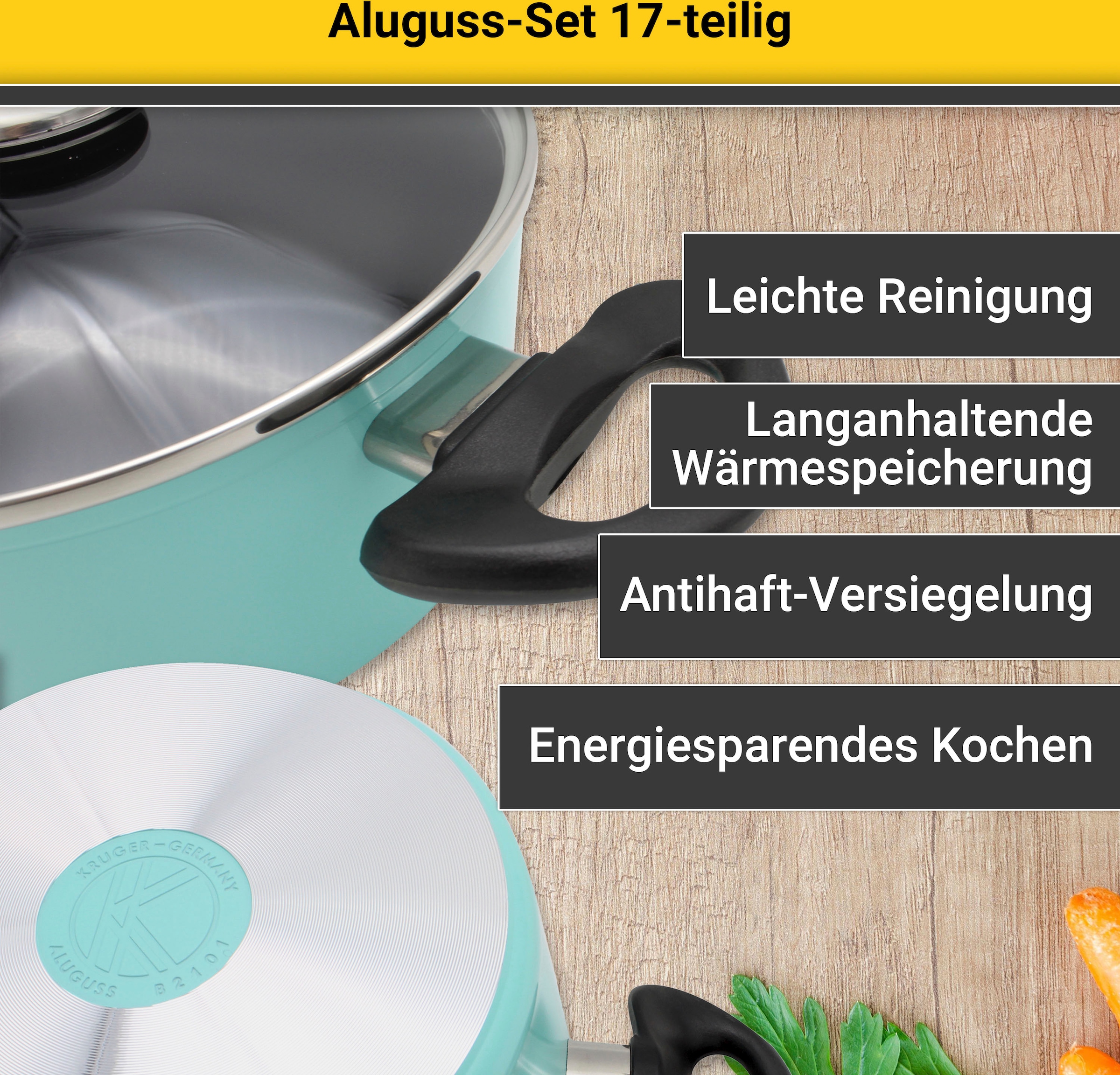 Krüger Topf-Set »Aluguss Topf- und Pfannenset inkl. praktischen Küchenhelfe günstig online kaufen