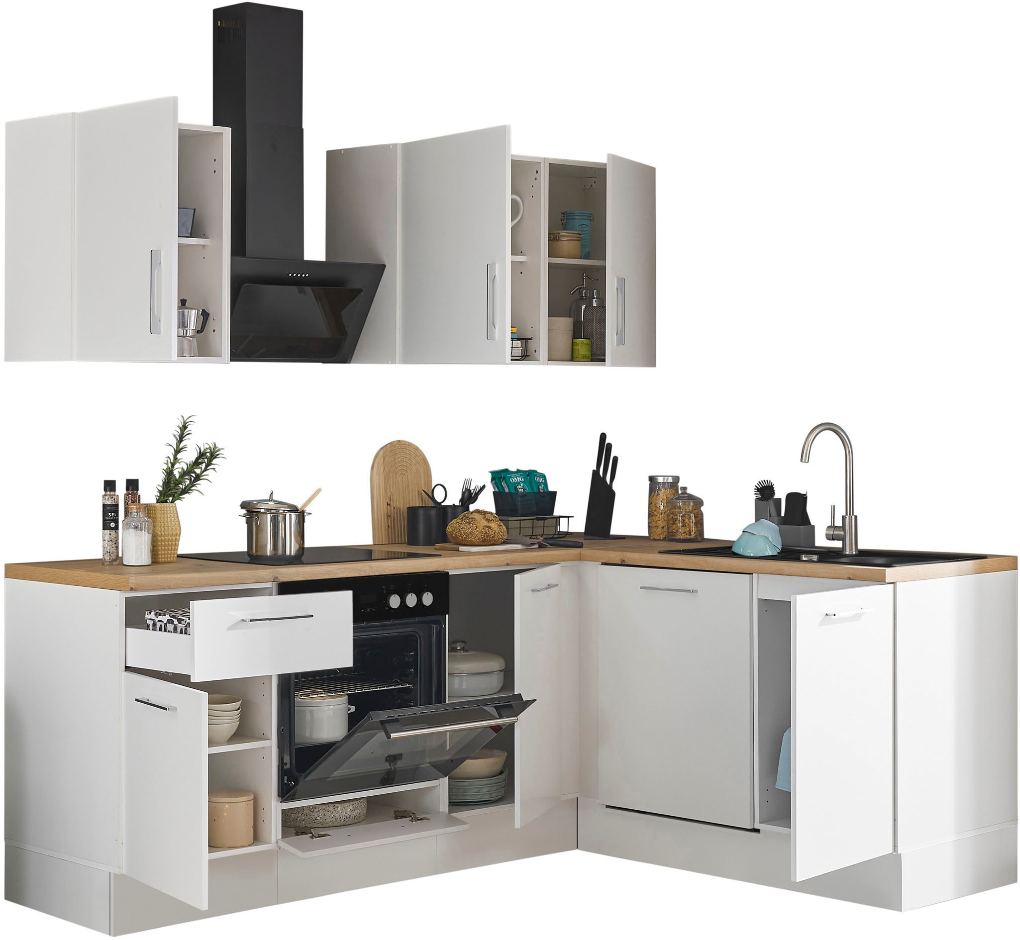 BASIC by Balculina Winkelküche »Turin«, Stellmaße 220x175 cm, wahlweise mit E-Geräten