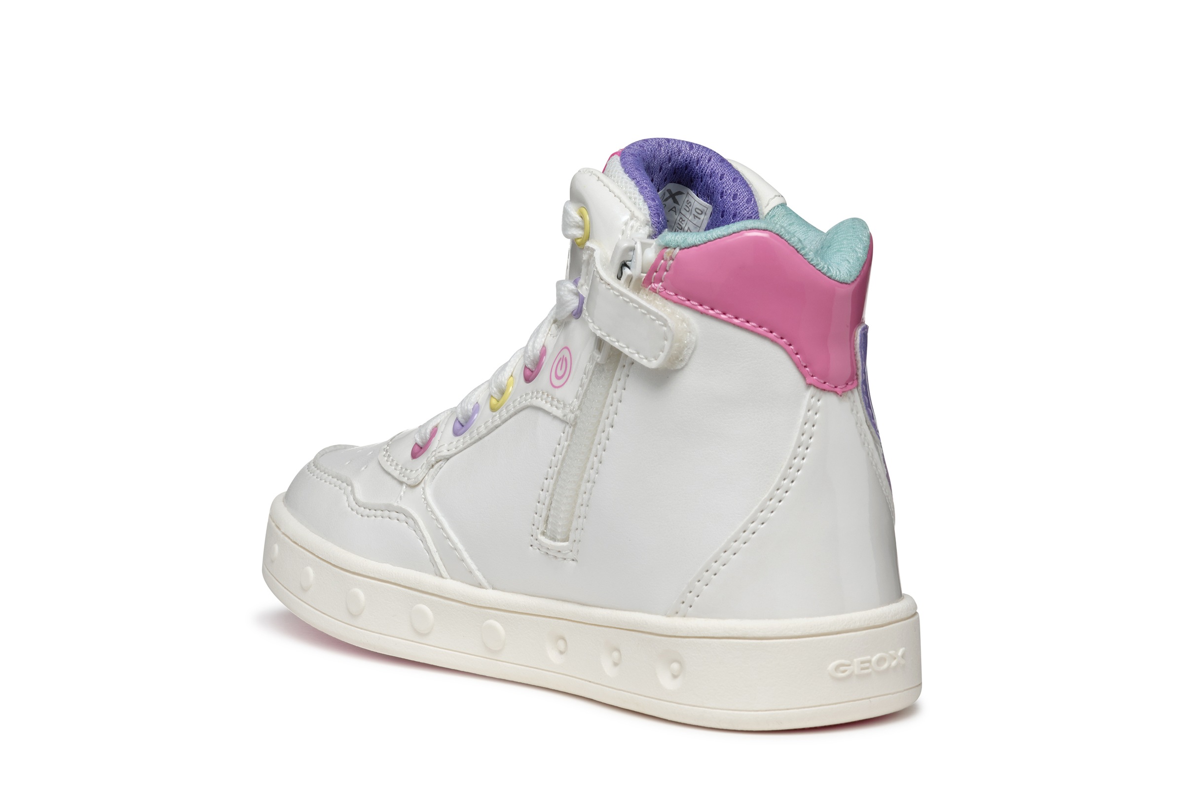 Geox Sneaker »J SKYLIN GIRL Blinkschuh«, Schnürboots, Blinkschuh mit Glitzer und Blinkfunktion