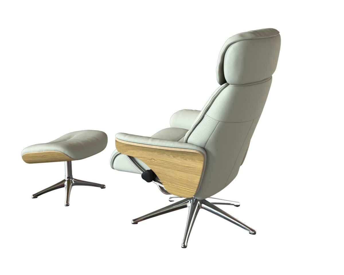 FLEXLUX Relaxsessel »Aarhus, Funktionsessel, Polstersessel, Armlehne, TV-Fernsehsessel,«, Relaxfunktion & Kopf- Rückenverstellung, Armlehne Eiche, Fuß Alu