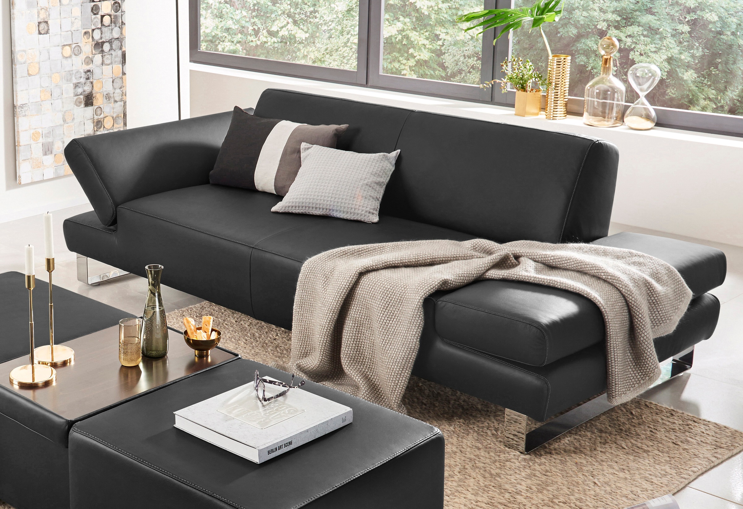 W.SCHILLIG 2-Sitzer »taboo Designsofa mit hohem Sitzkomfort«, mit Übertiefe, inklusive Armlehnenverstellung, mit Kontrastnaht