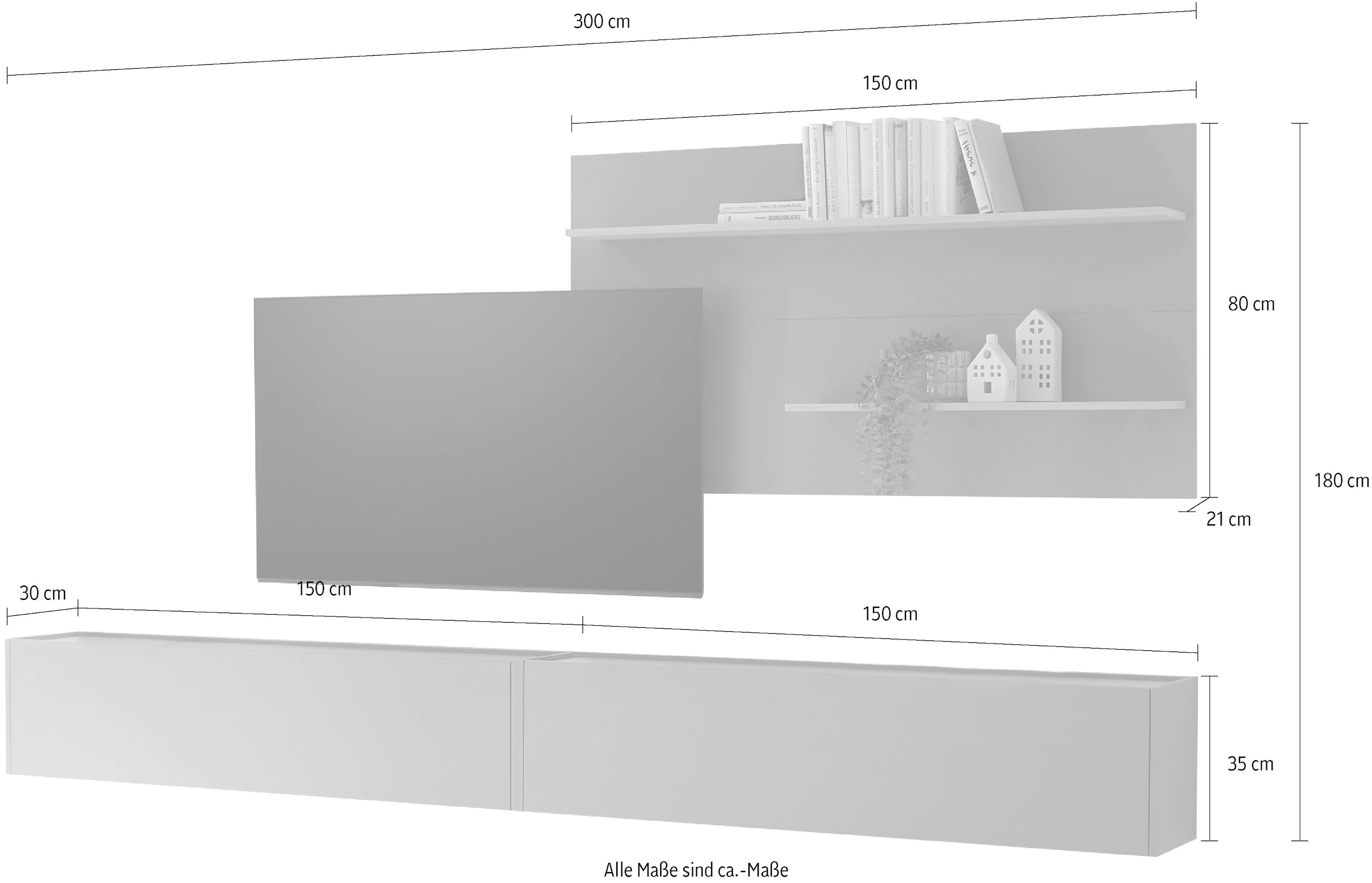 Home affaire Wohnwand »City/Giron, moderne Anbauwand, Komplettset in vielen Farben verfügbar« Set, 3 Stk. tlg.