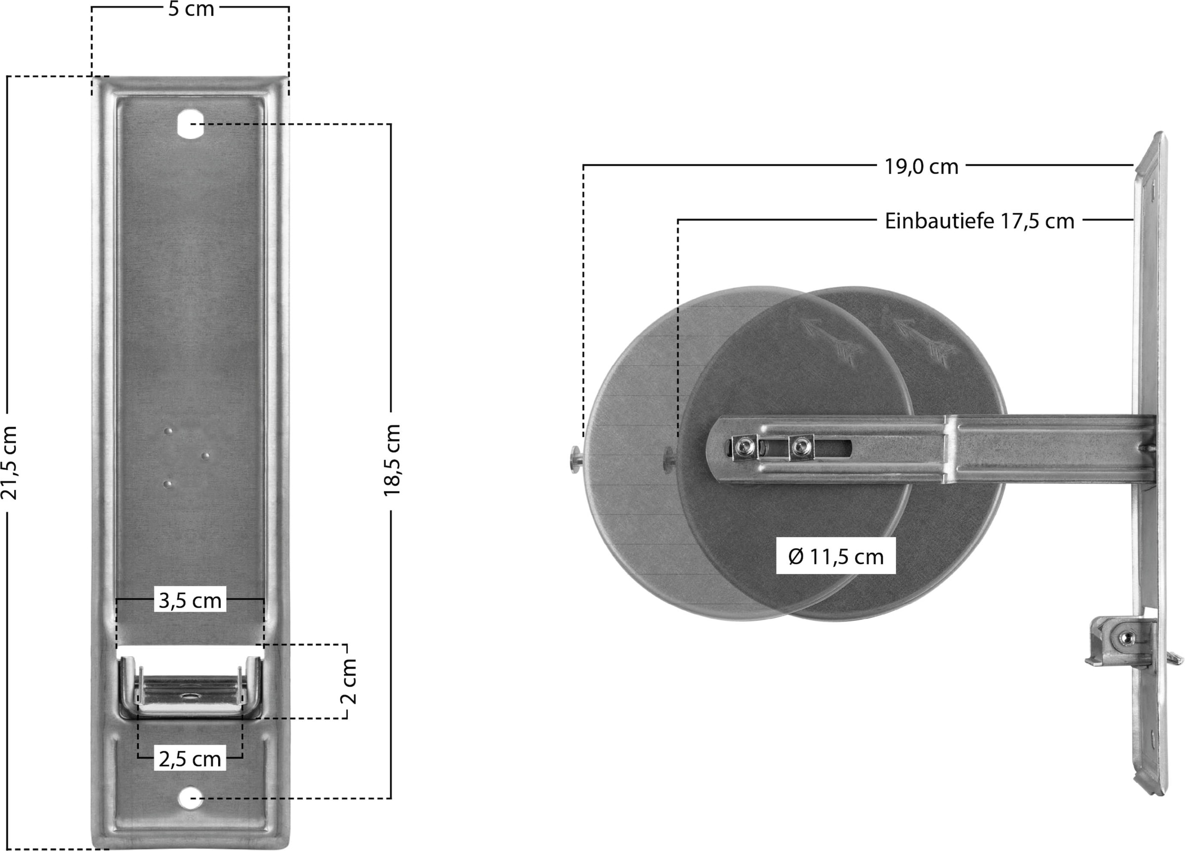 SCHELLENBERG Einlass-Gurtwickler »für das Rollladensystem Maxi, Unterputz-Montage« 1 Stk. tlg. Rollladen Einlasswickler 18,5 cm Lochabstand, verzinkt