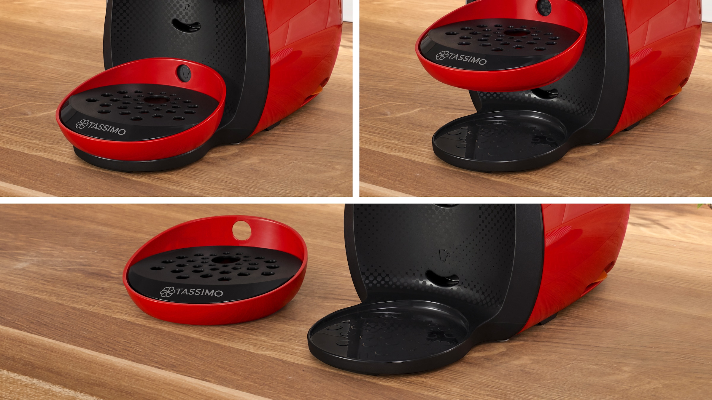 TASSIMO Kapselmaschine »happy friendly TAS103E, über 70 Getränke, platzsparend«, nachhaltig, geeignet für alle Tassen, Wassertank 0,7 L, schwarz/rot