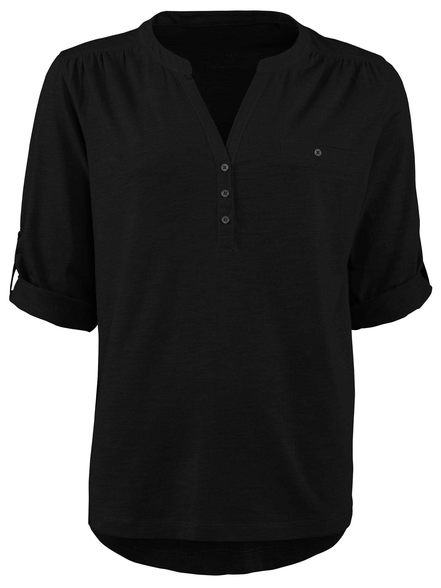 STOOKER WOMEN 3/4-Arm-Shirt »MARIE T-Shirt 3/4-Arm«, Regular Fit Slub Yarn Baumwolle Henley Shirt Knopfleiste für Damen