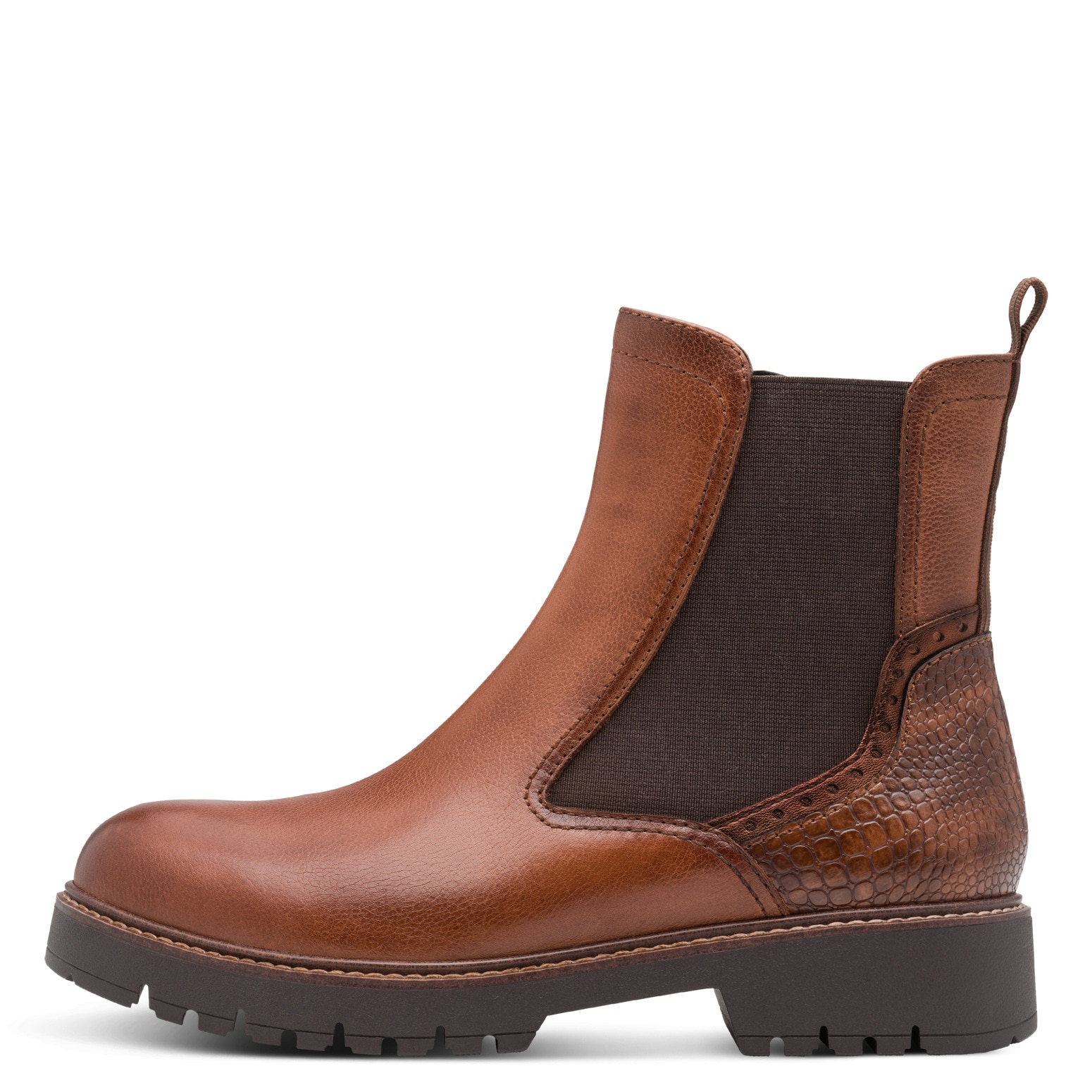 Tamaris Chelseaboots, Blockabsatz, Stiefelette mit Kontrast-Rahmennaht