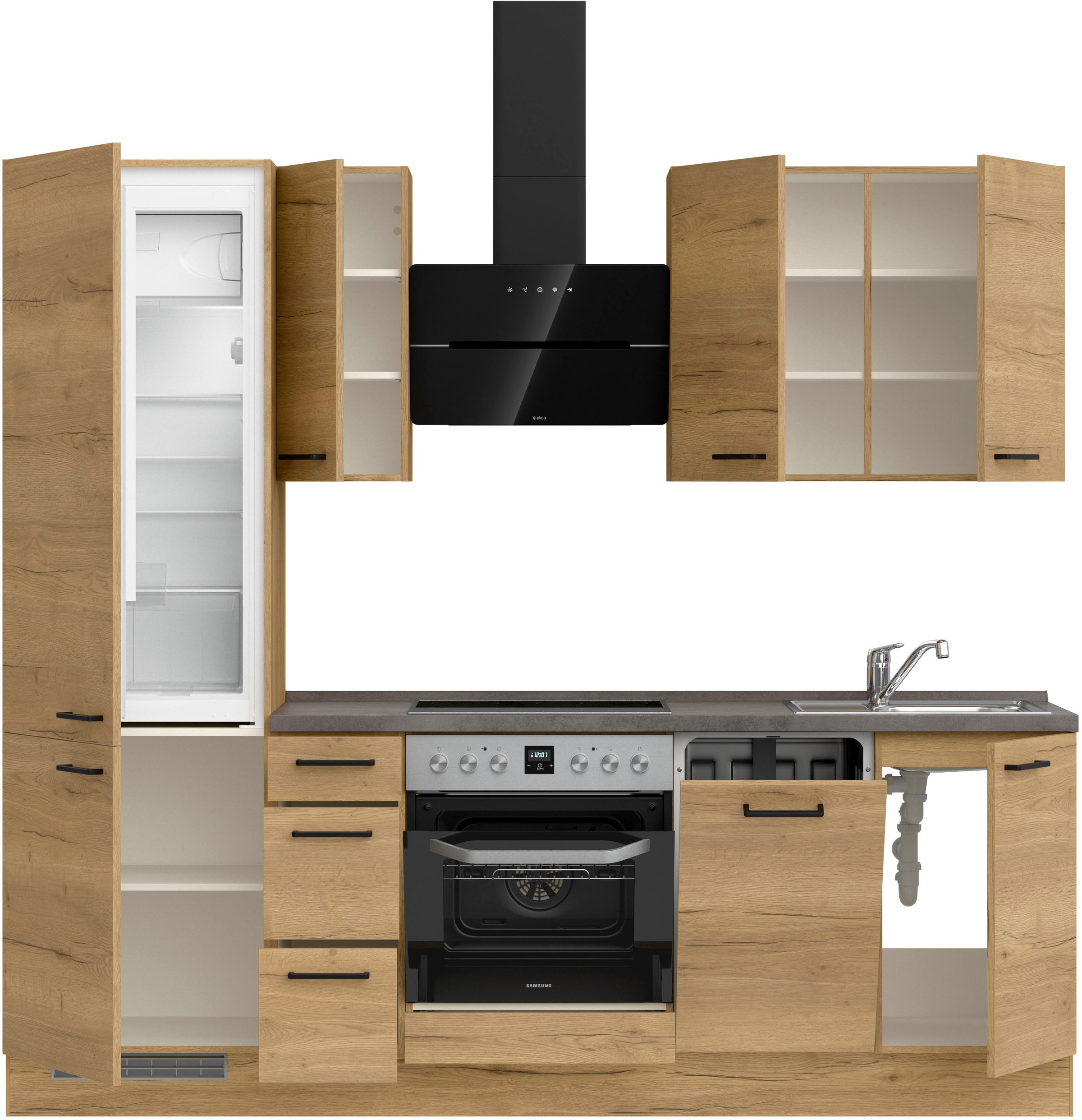 nobilia® Küchenzeile »"Structura II"«, vormontiert, Ausrichtung wählbar, Breite 240 cm, wahlw. mit E-Geräten