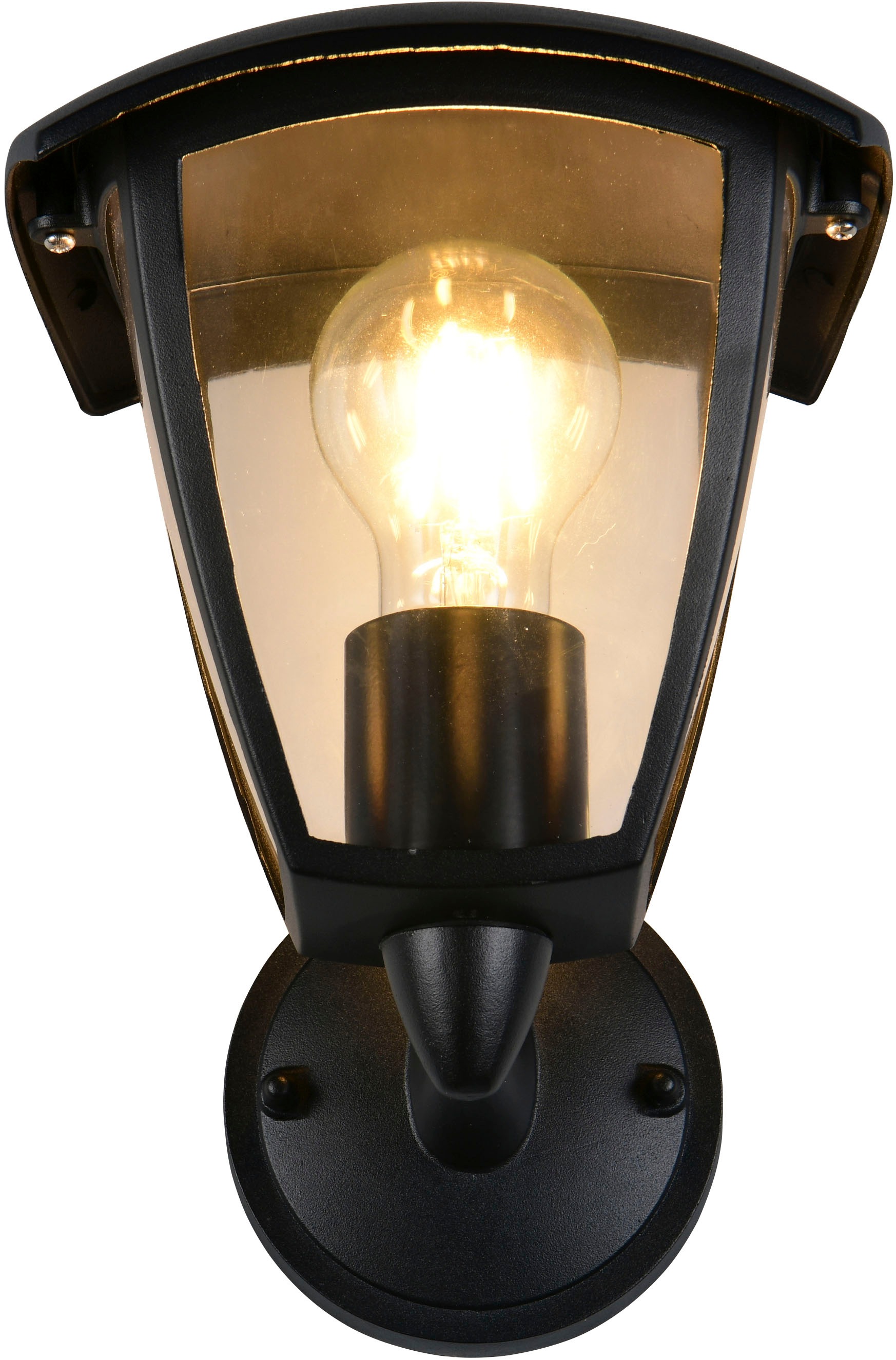 TRIO Leuchten Außen-Wandleuchte »VENTA, Laterne Hauswand Fassadenbeleuchtung, exkl 1x E27 max 10W, IP44«, 1 flammig, Leuchtmittel E27 | Leuchtmittel wechselbar, Wandlampe Laternen-Optik, aufwärts gerichtet, Schirm Kunststoff