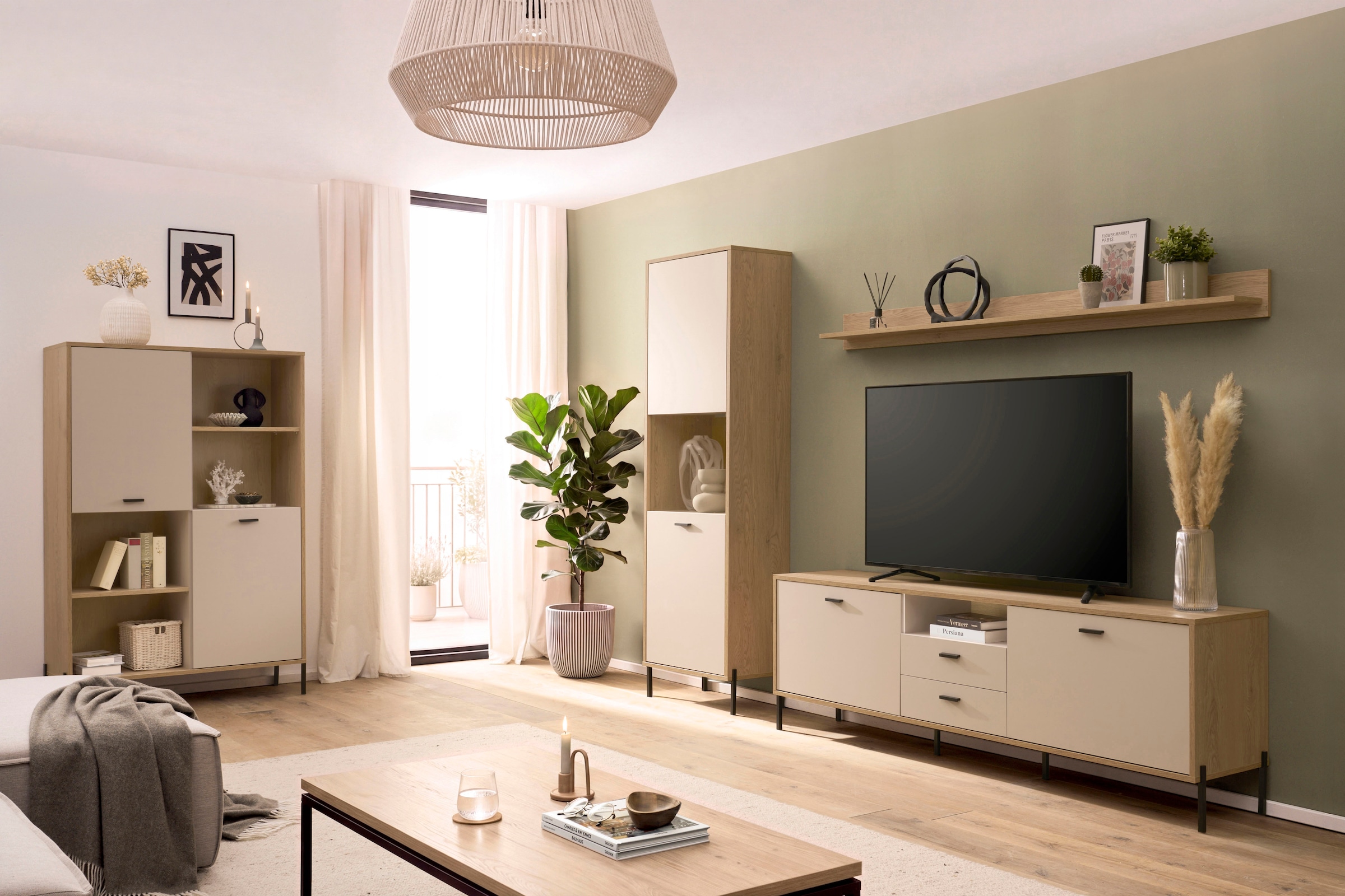 Home affaire Wohnwand »Fredericia, moderne Anbauwand, Komplettset in Kaschmir« Set, 3 Stk. tlg.