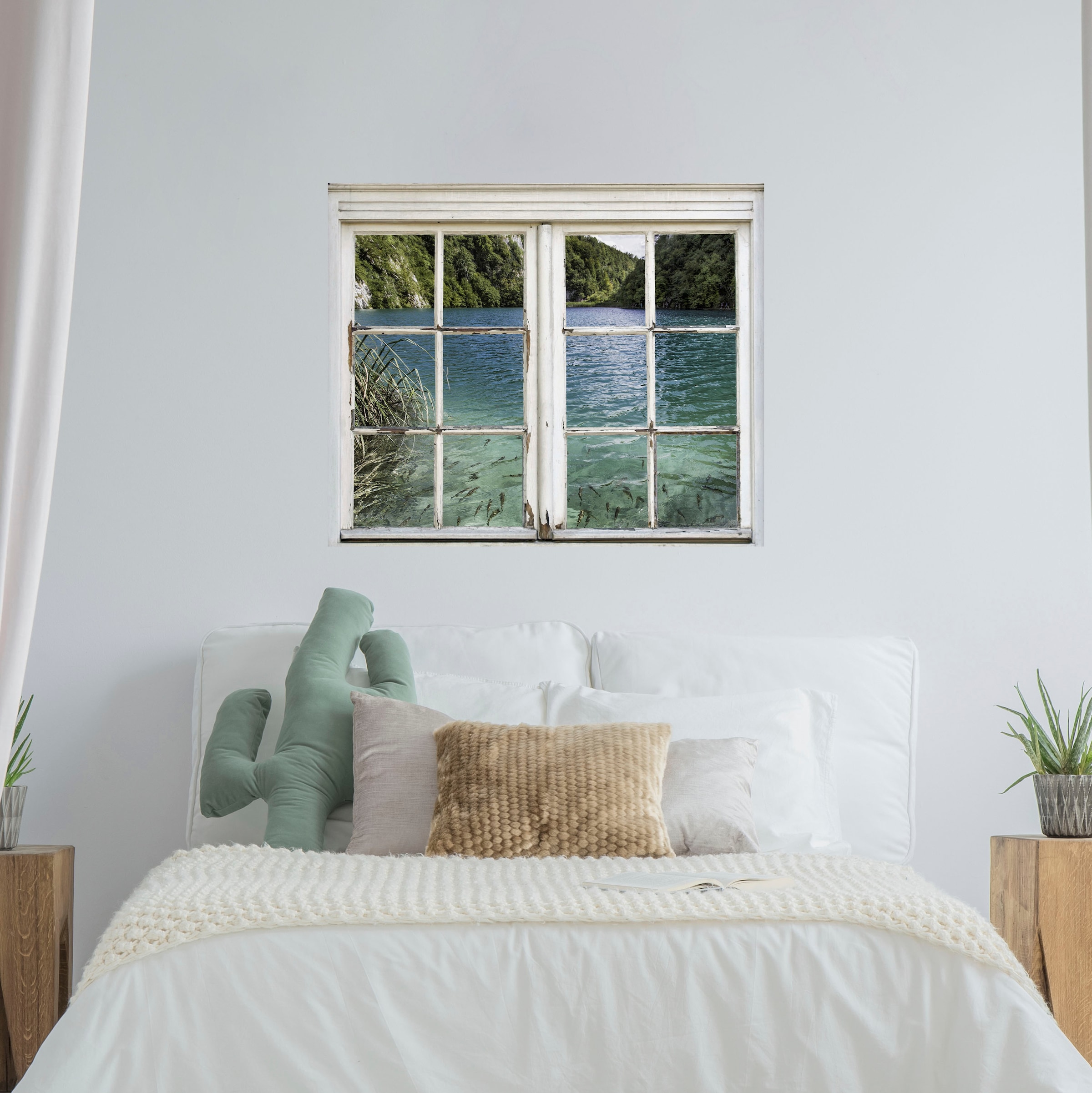 queence Wandsticker »See mit Fischen«, Wandsticker, Wandbild, selbstklebend, 3D, Fenster