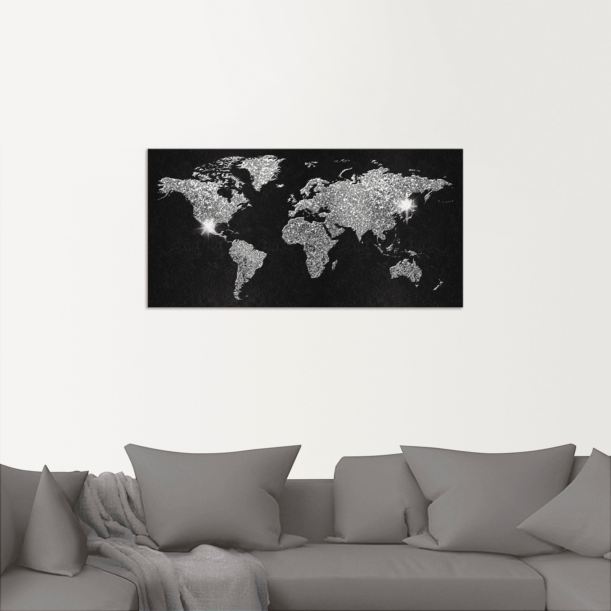 Artland Wandbild »Weltkarte Glitzer«, Land- & Weltkarten, (1 St.), als Alubild, Outdoorbild, Leinwandbild, Poster, Wandaufkleber