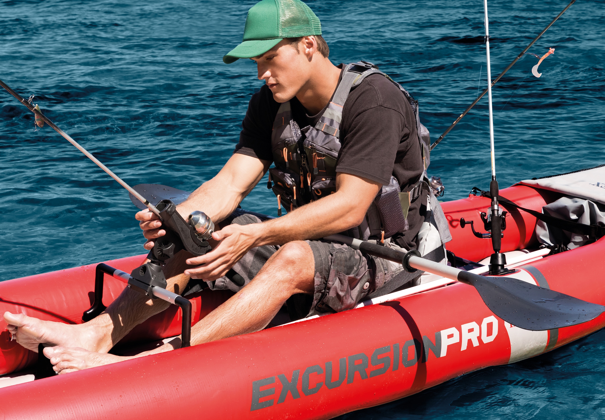 Intex Einerkajak »Boot â€œExcursionPro Kayak K1â€œ Set mit Alu-Paddel + Pumpe«, (Set, 9 St., mit Luftpumpe)