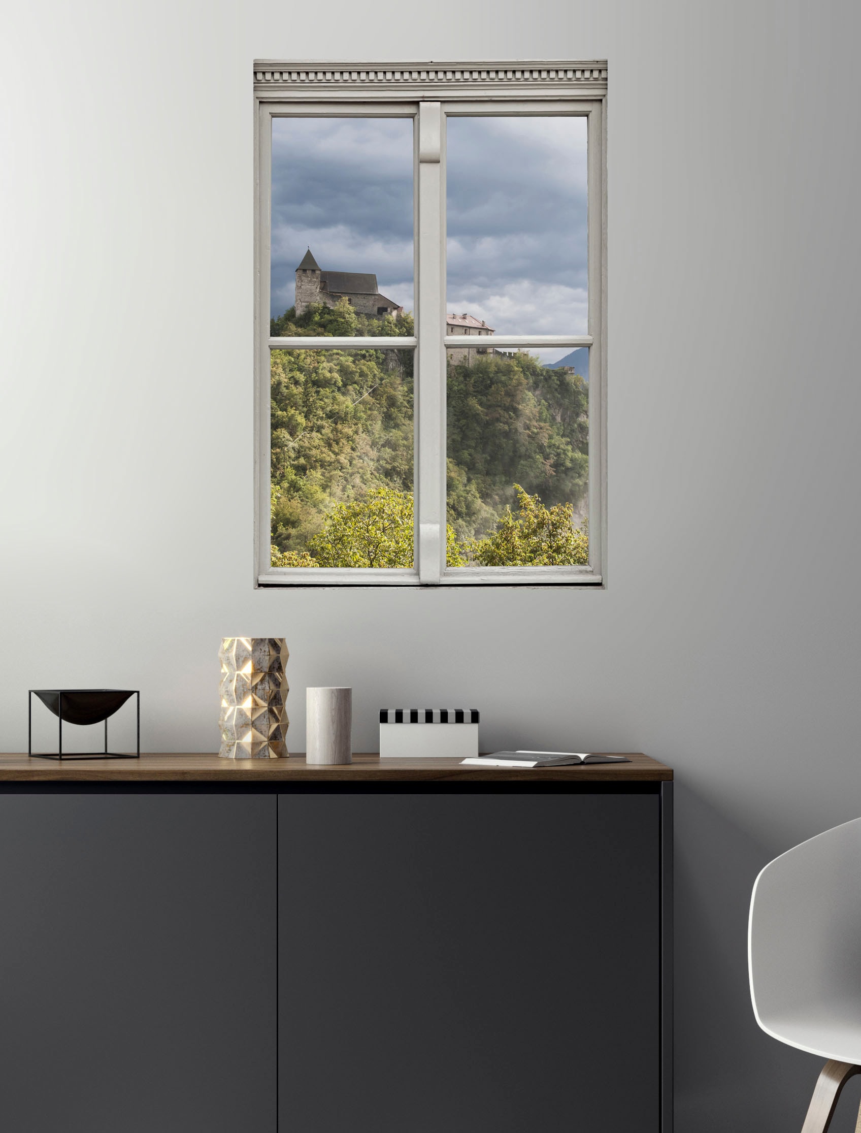 queence Wandsticker »Schloss«, Wandsticker, Wandbild, selbstklebend, 3D, Fenster