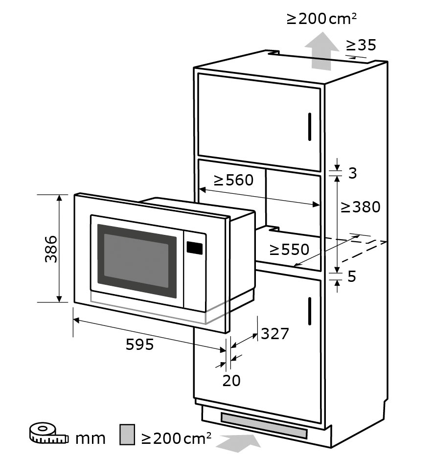 exquisit Einbau-Mikrowelle »EMW25-G-020«, Grill-Mikrowelle, 1450 W