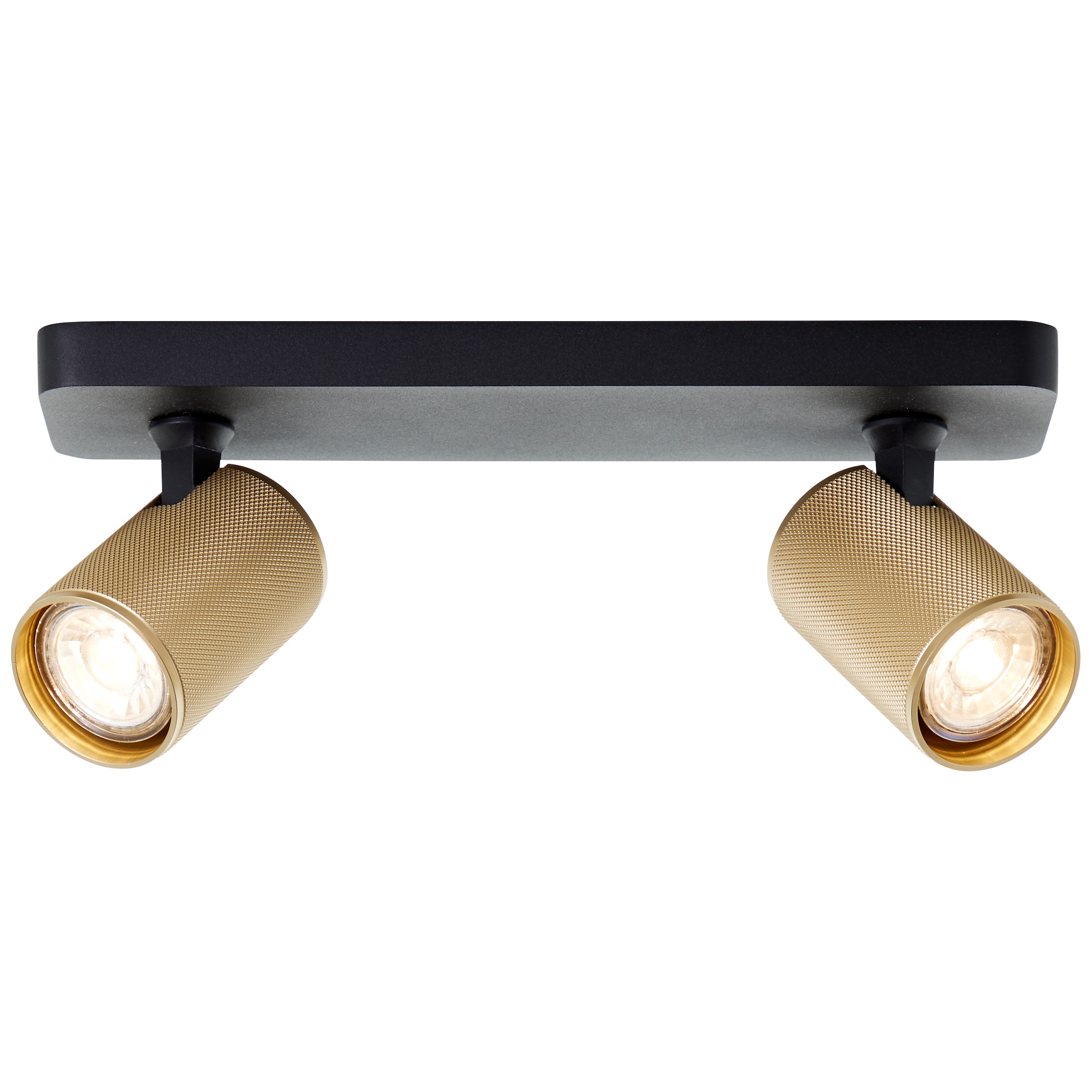Brilliant Deckenstrahler »Marty«, 2 flammig, Leuchtmittel GU10 | LED wechselbar, Spotbalken schwenkbar, 12x31x9cm, GU10, 345lm, schwarz/matt gold