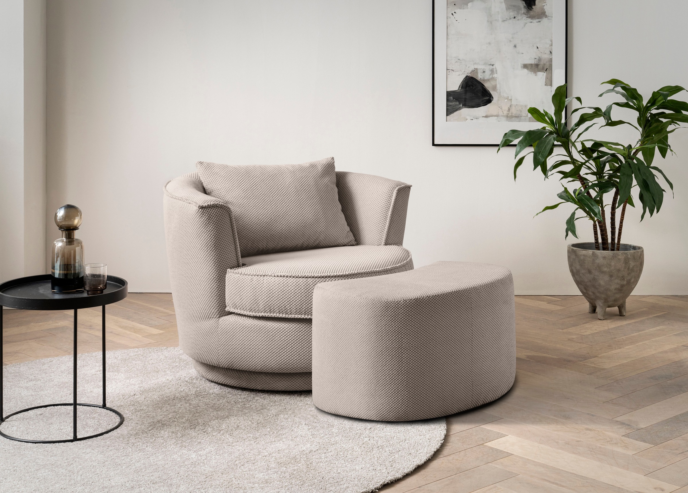 Leonique Drehsessel »MAISIE, Love Seat,Lese-Sessel,Sessel-Set, mit Hocker«, günstig online kaufen