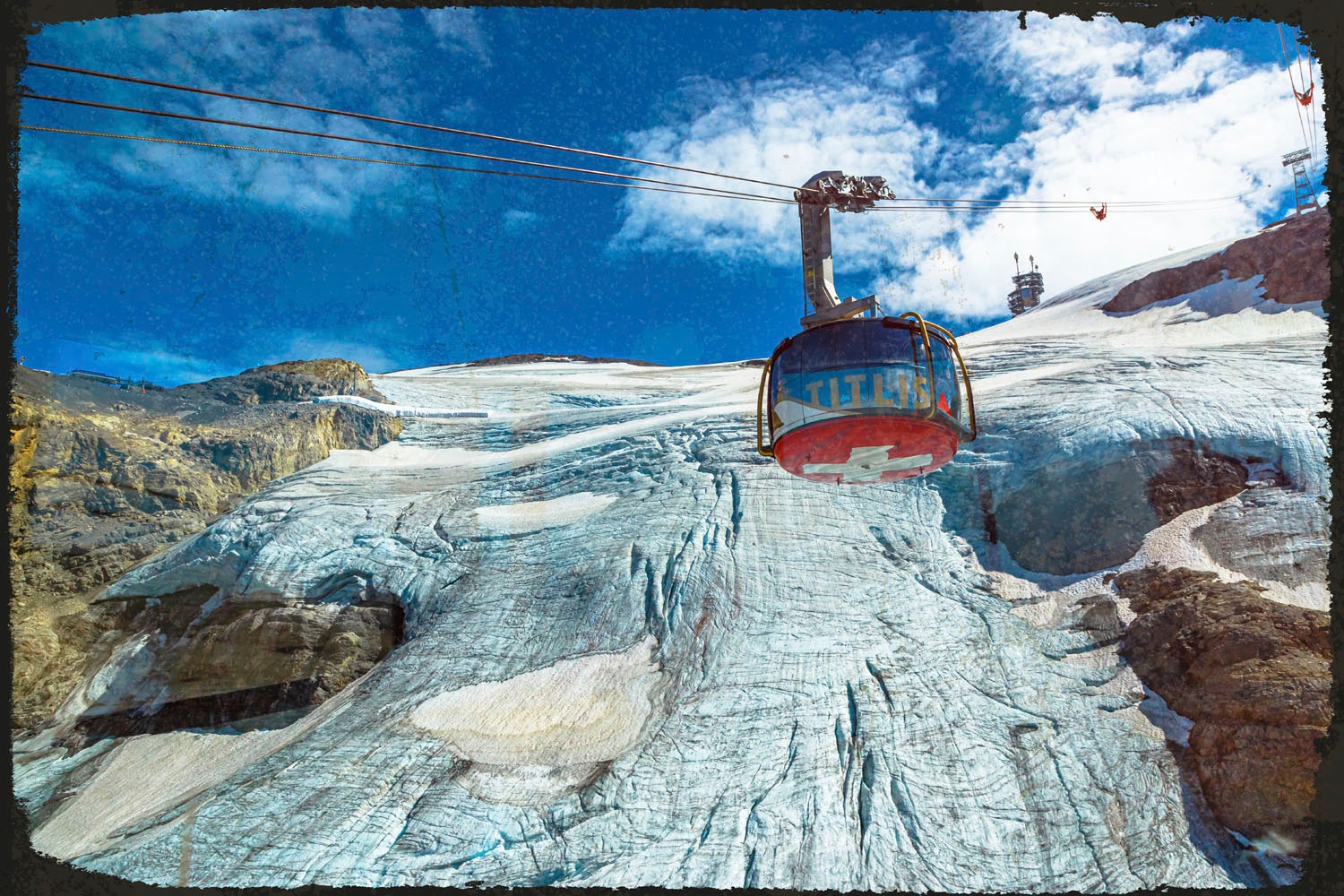 queence Metallbild »Gondola«, Schweiz-Berge & Alpenbilder, (1 St.), Stahlschild, Blechschild, Berge, Schnee, Urlaub